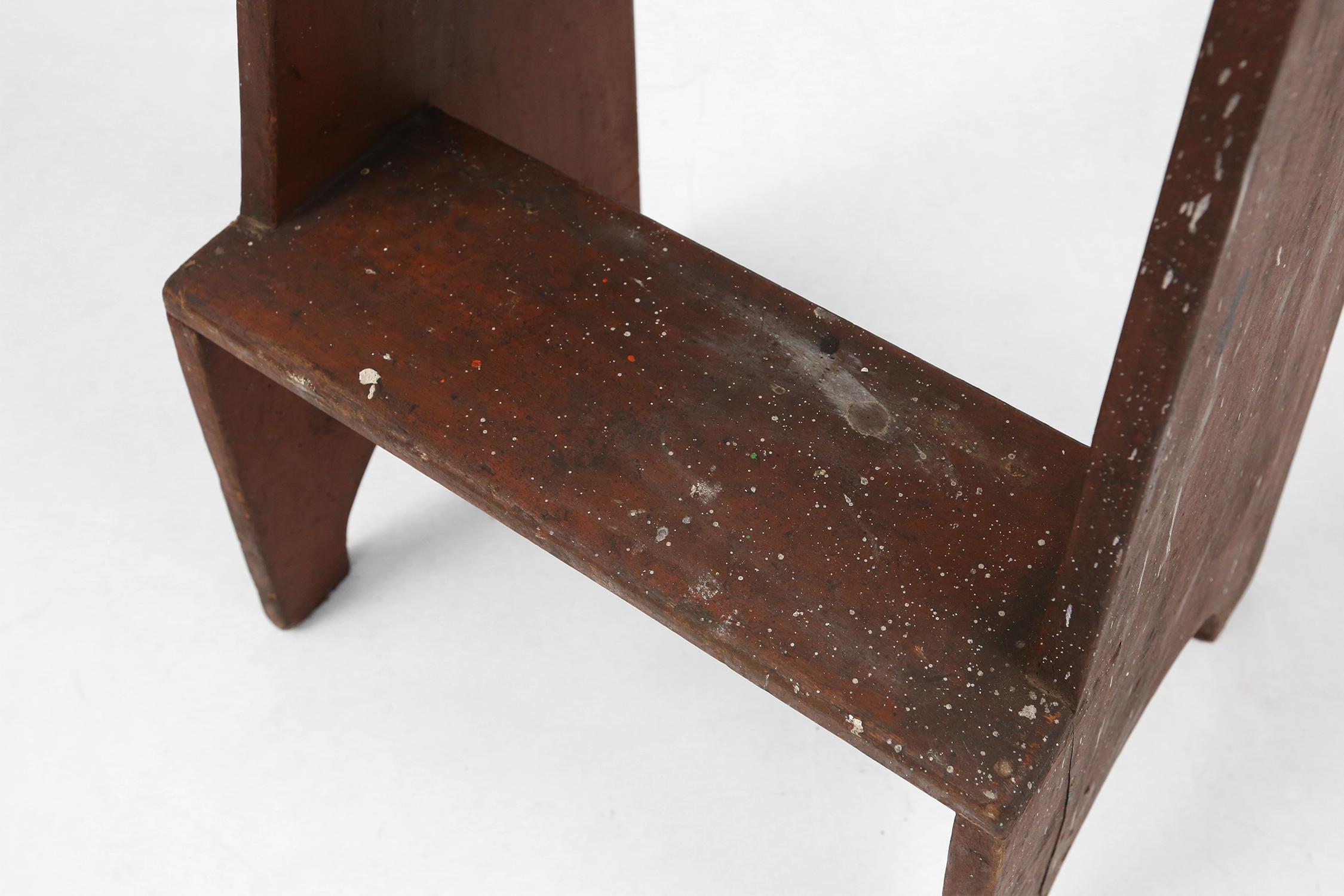 French Industrial Wooden Stepladder, 1900s For Sale 5