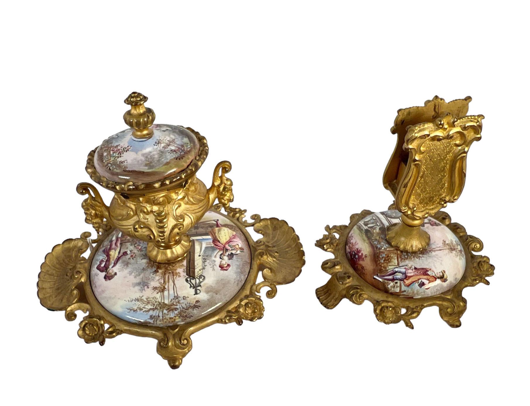 French Inkwell and Match Holder For Sale 5