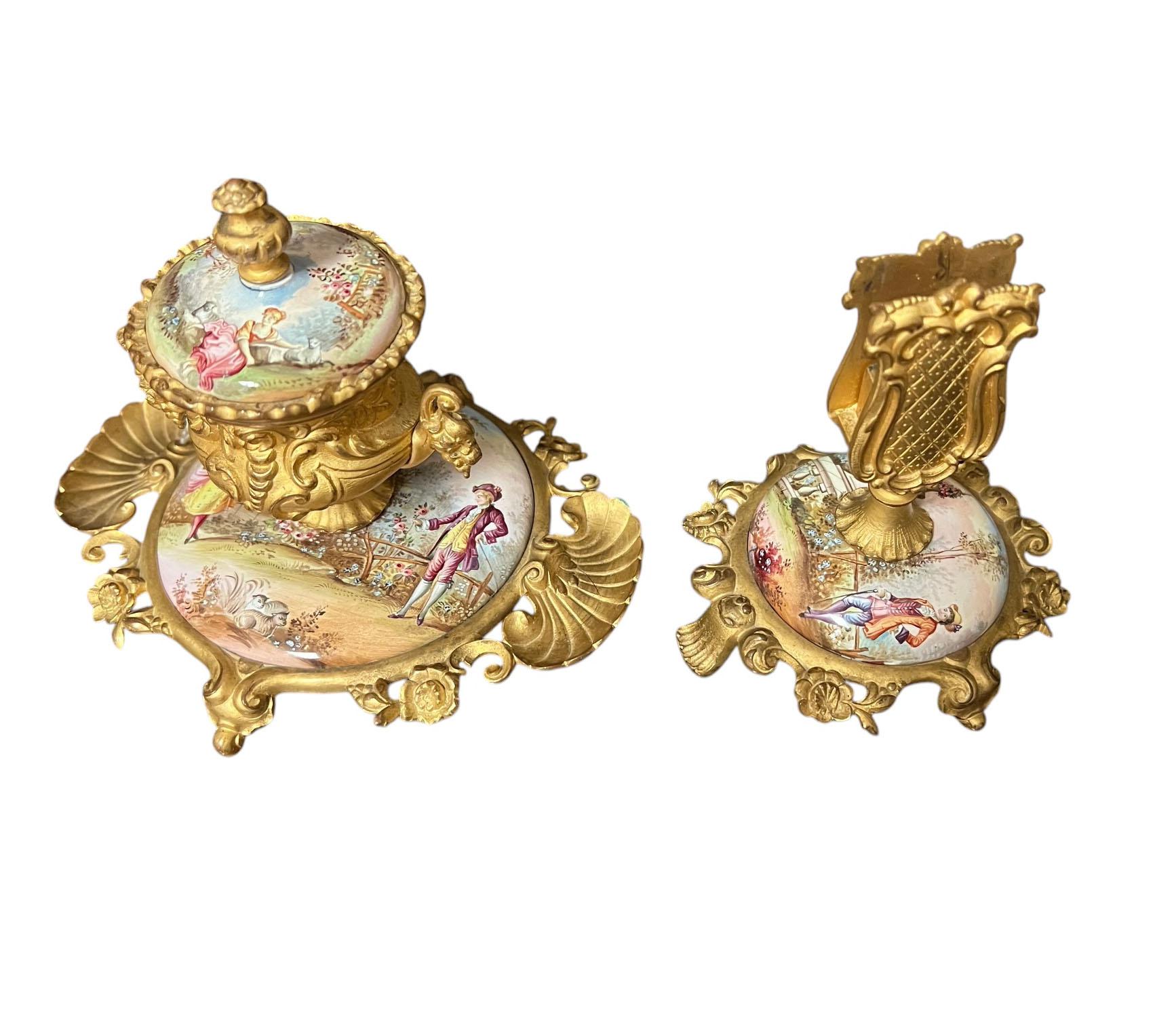 French Inkwell and Match Holder In Good Condition For Sale In Dallas, TX