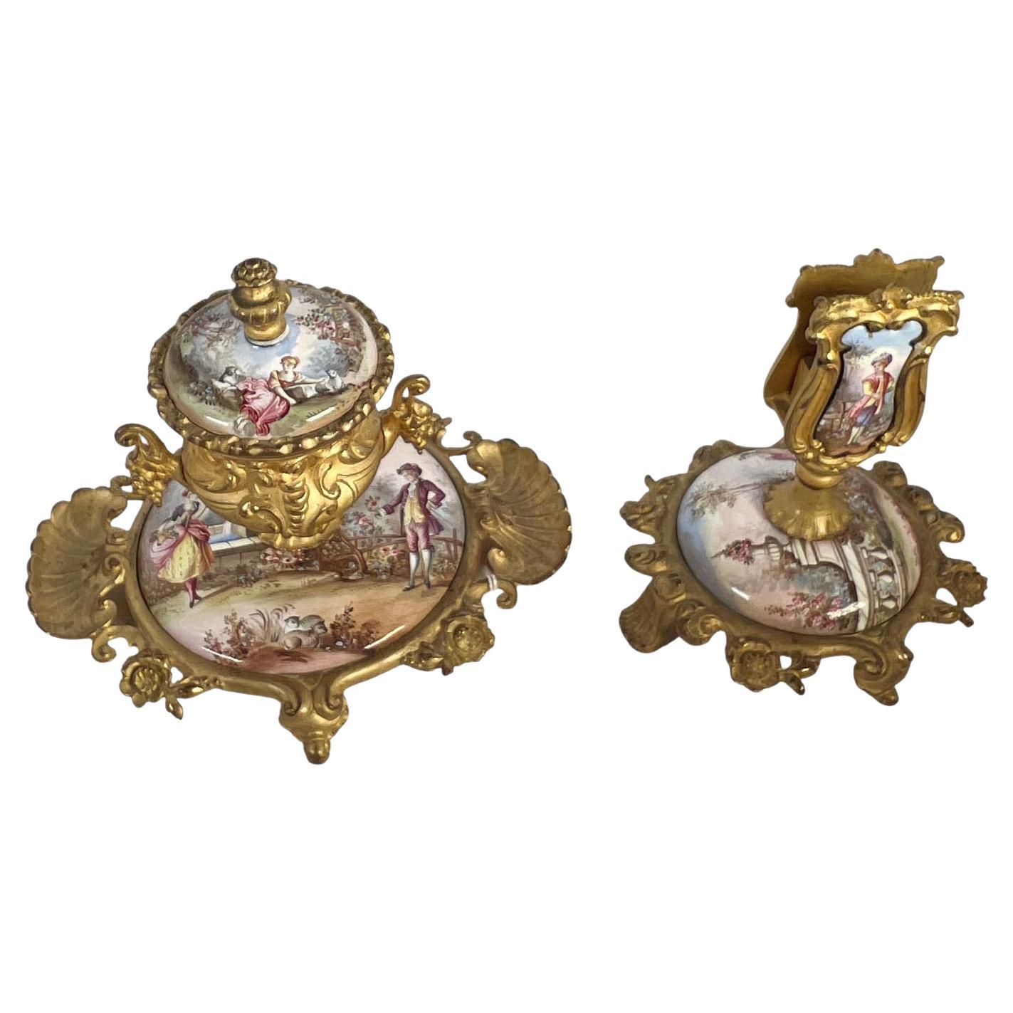 French Inkwell and Match Holder