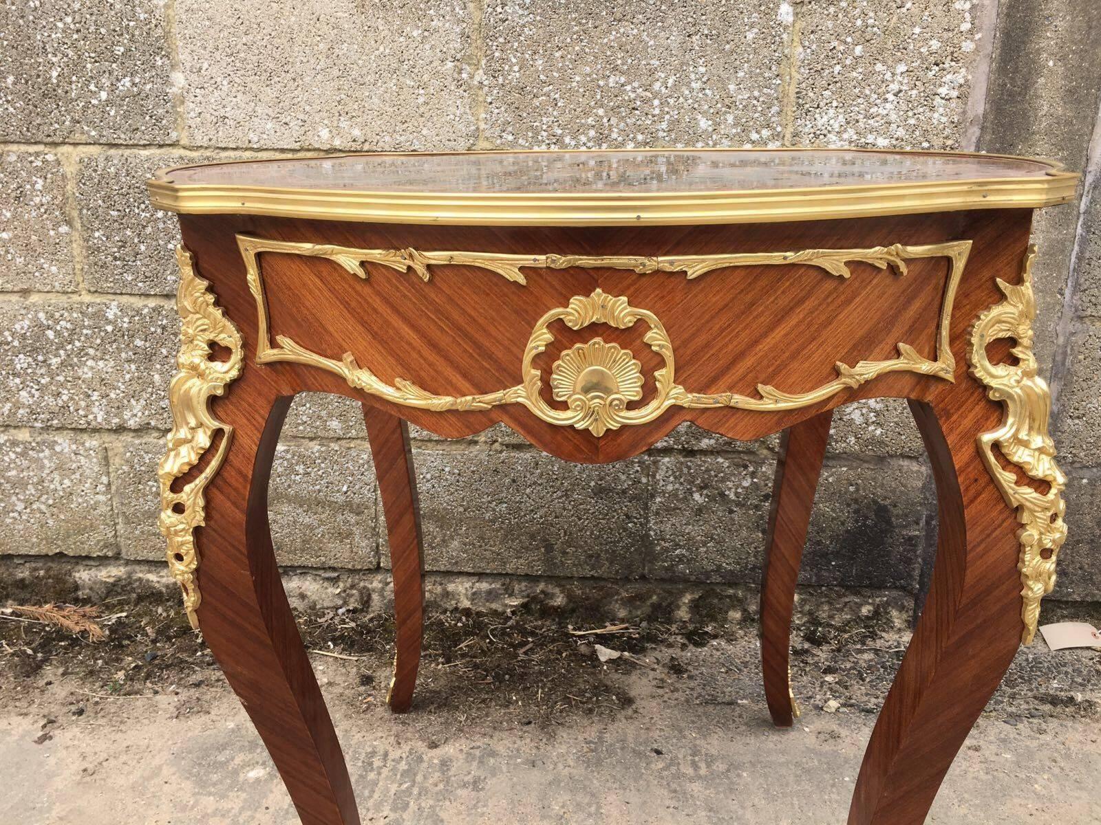 French Inlaid And Bronze Plant Stand/Table, Vintage, Antique In Good Condition For Sale In Lingfield, West Sussex