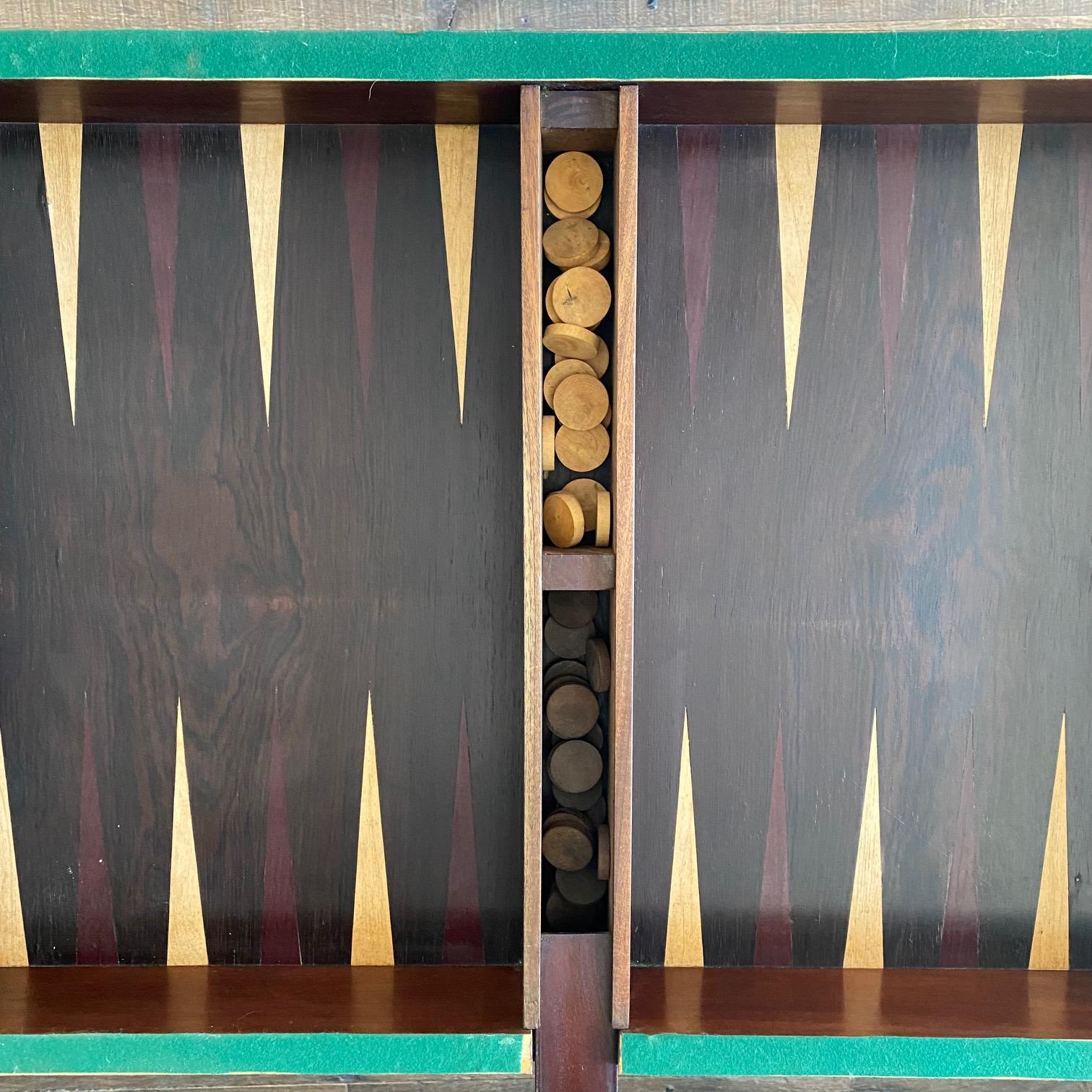 Table de jeu de backgammon incrustée française avec plateau en feutre réversible 11