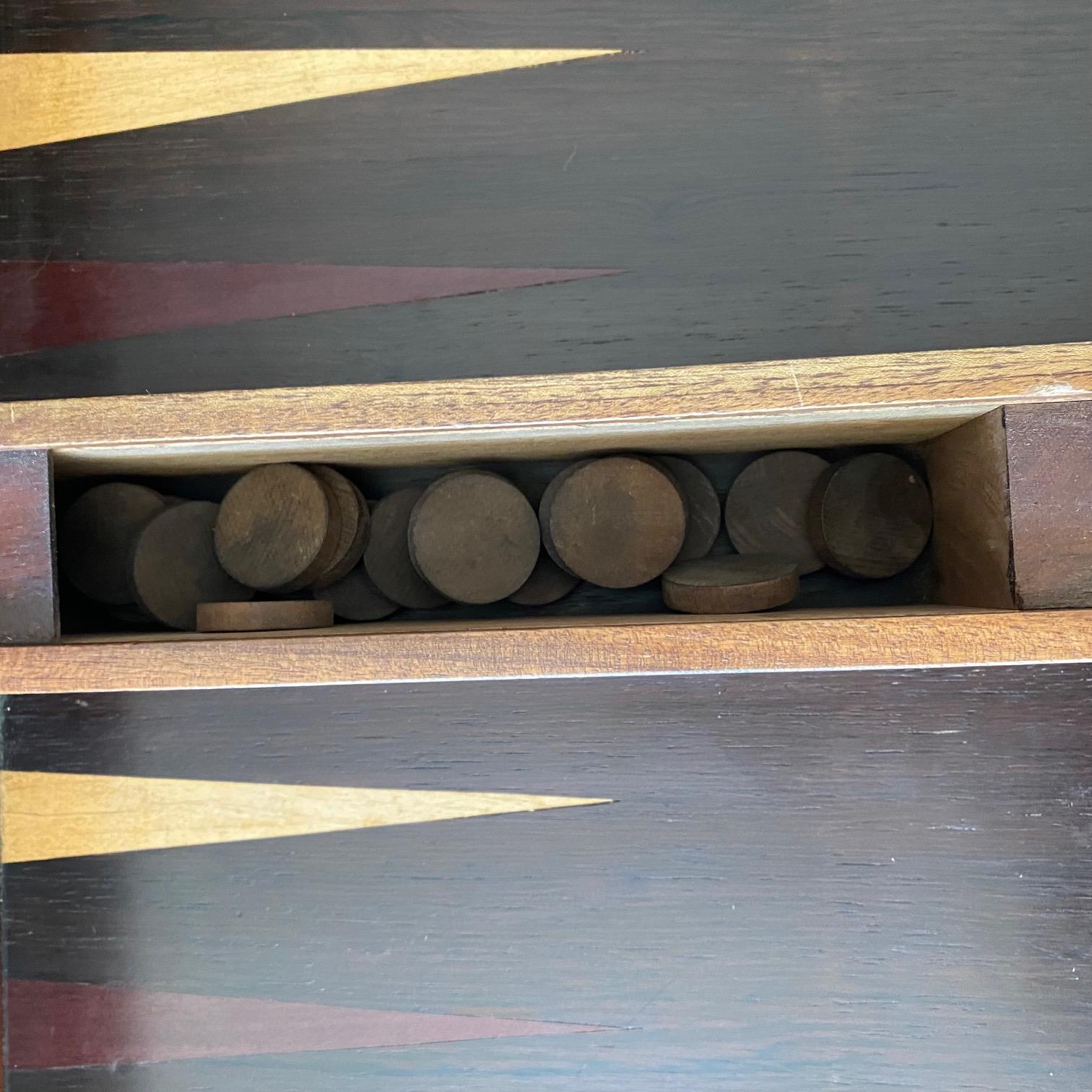 Table de jeu de backgammon incrustée française avec plateau en feutre réversible 12