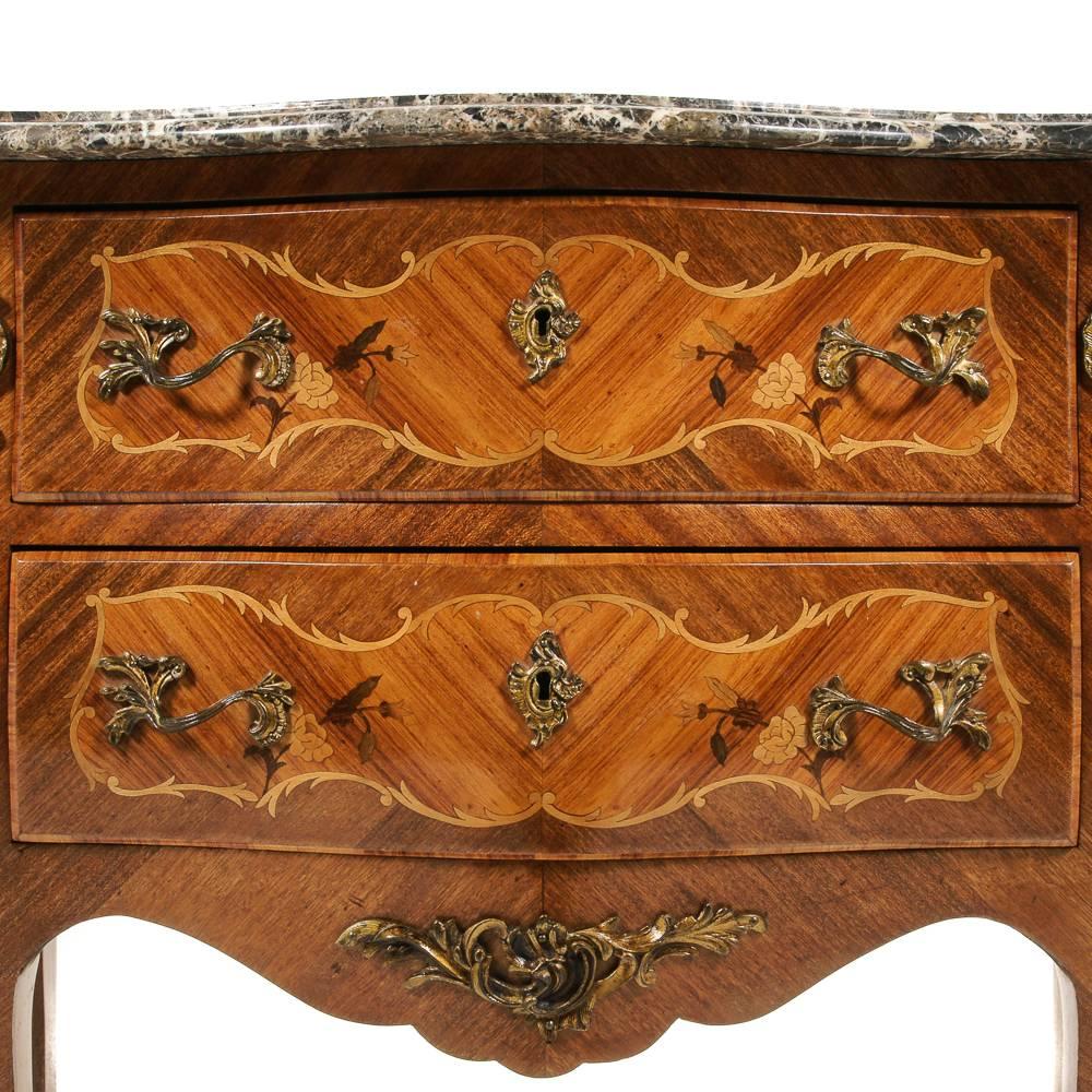 20th Century French Inlaid Bombe Commode