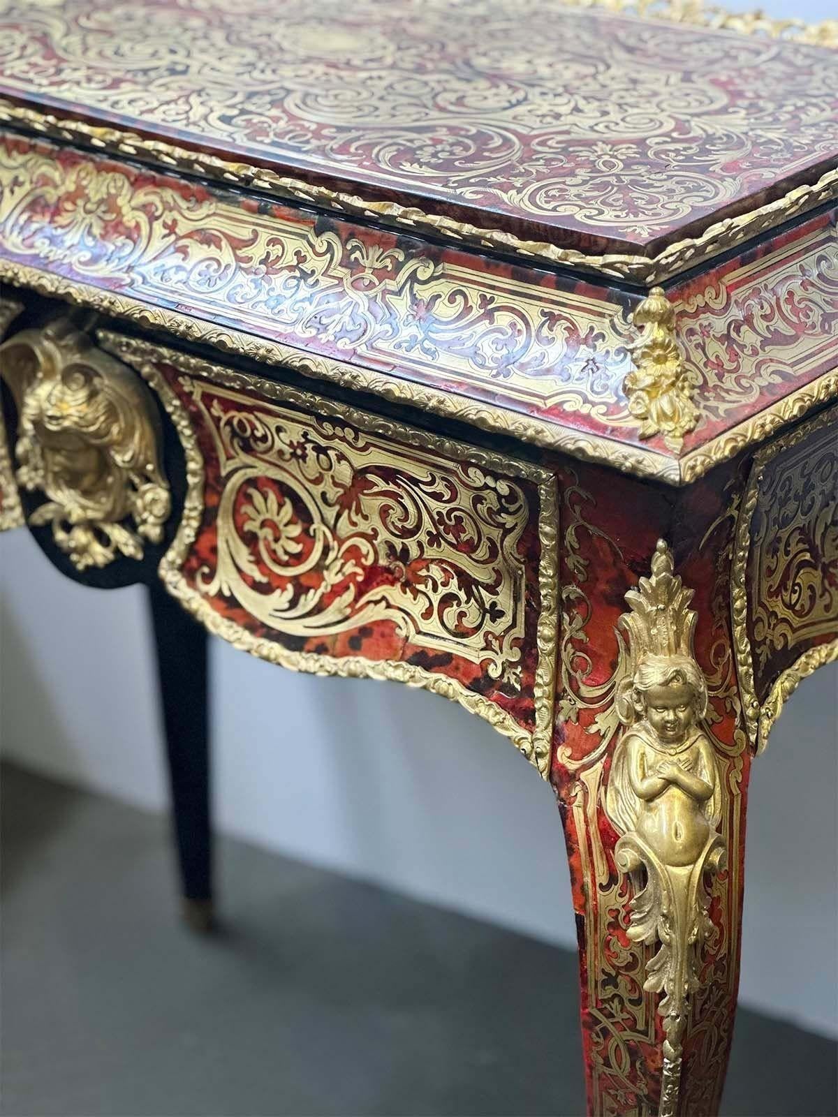 French Inlaid Boulle Style Vanity Table, 19th Century In Good Condition For Sale In Los Angeles, CA