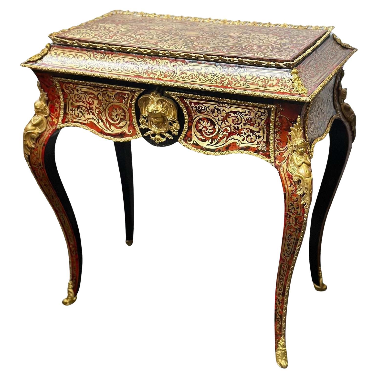 French Inlaid Boulle Style Vanity Table, 19th Century For Sale