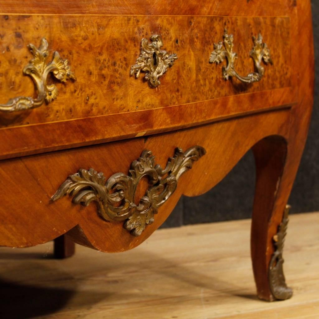French Inlaid Bureau in Wood in Louis XV Style with Gilt Bronzes, 20th Century 3