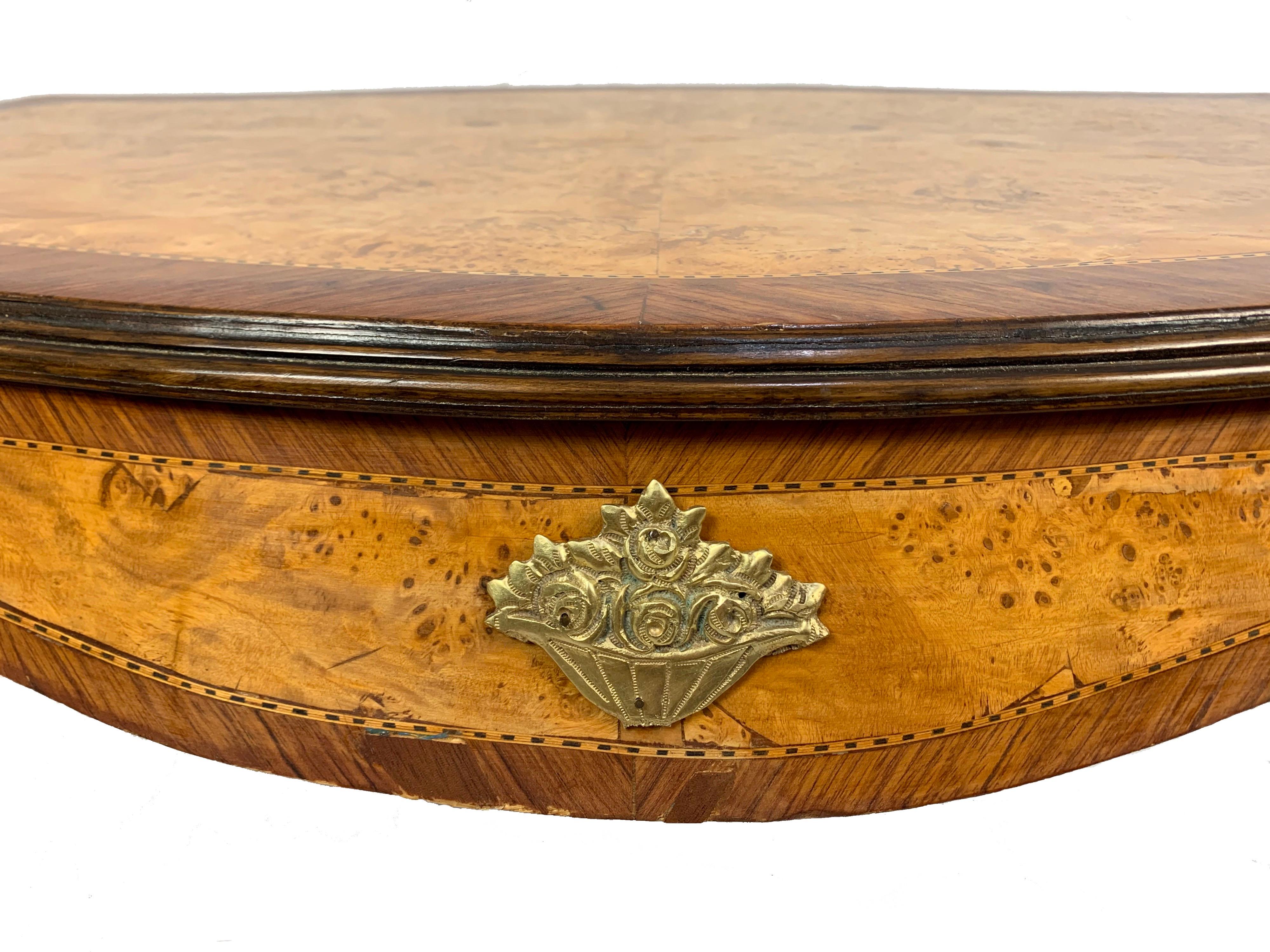 French Inlaid Burled Walnut and Gilt Bronze Mounted Coffee Table 1