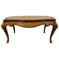 French Inlaid Burled Walnut and Gilt Bronze Mounted Coffee Table