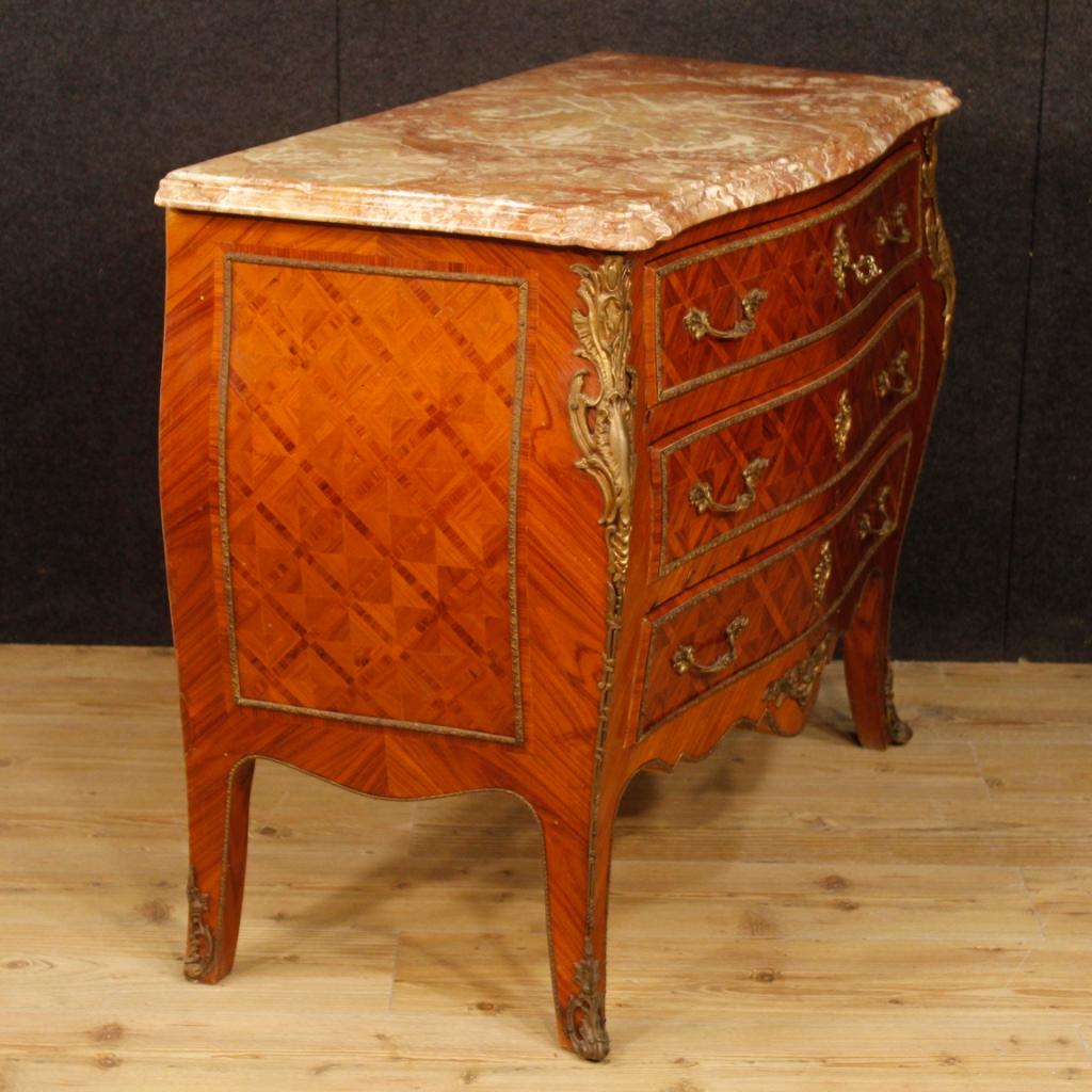 French Inlaid Chest of Drawers in Louis XV Style from 20th Century 1