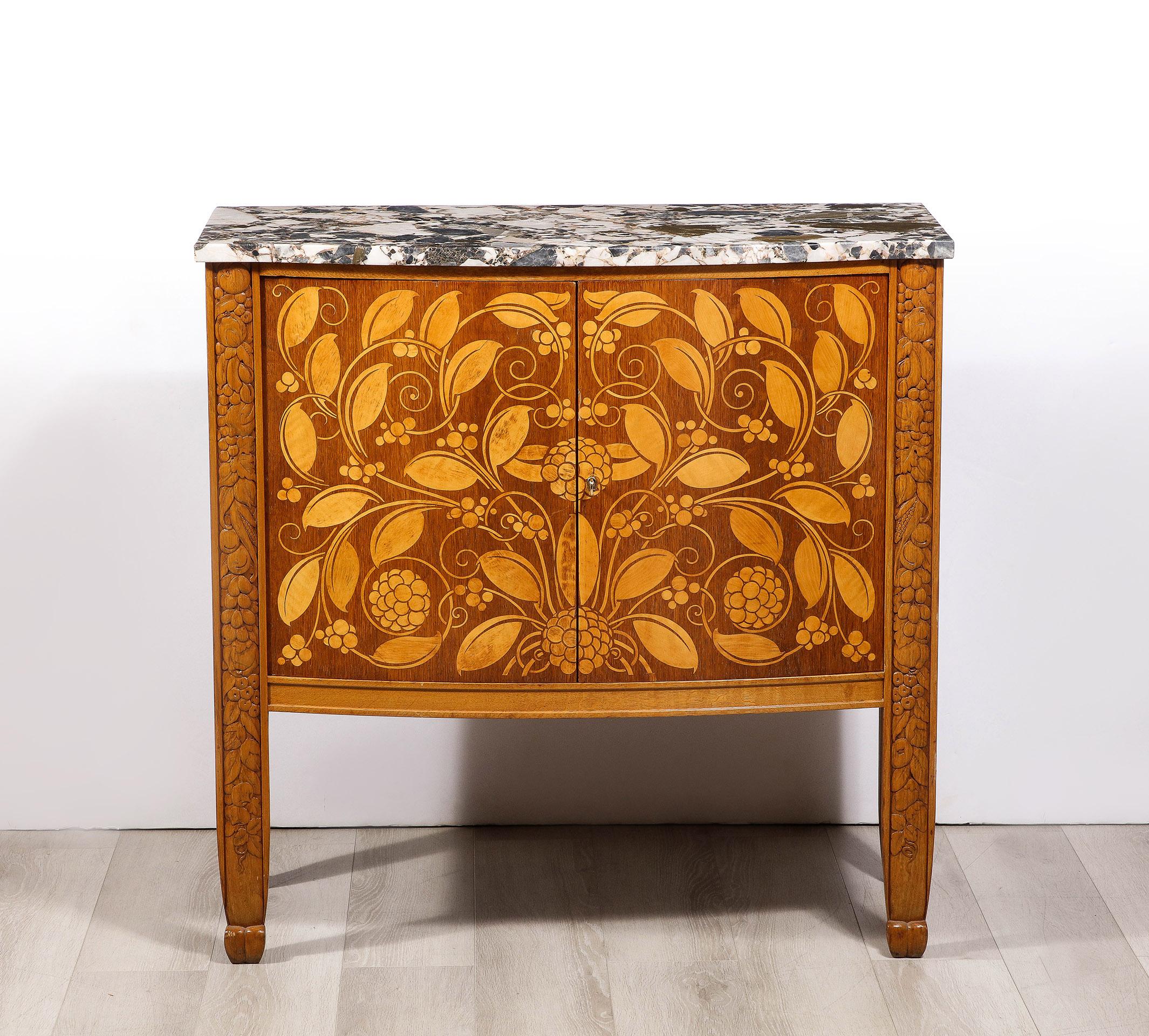 Hand-Carved French Inlaid Credenza by Michel Dufet For Sale