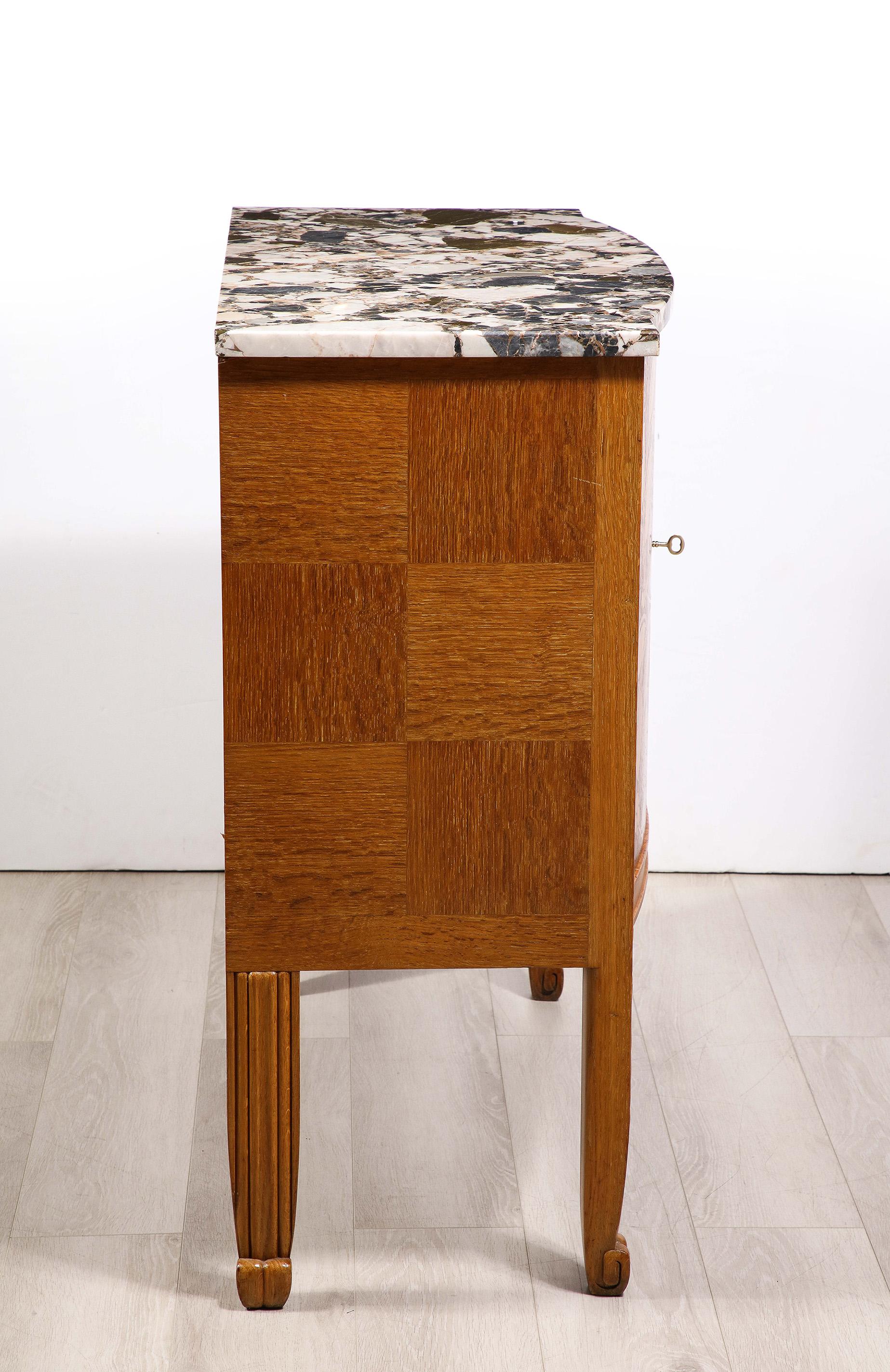 Marble French Inlaid Credenza by Michel Dufet For Sale