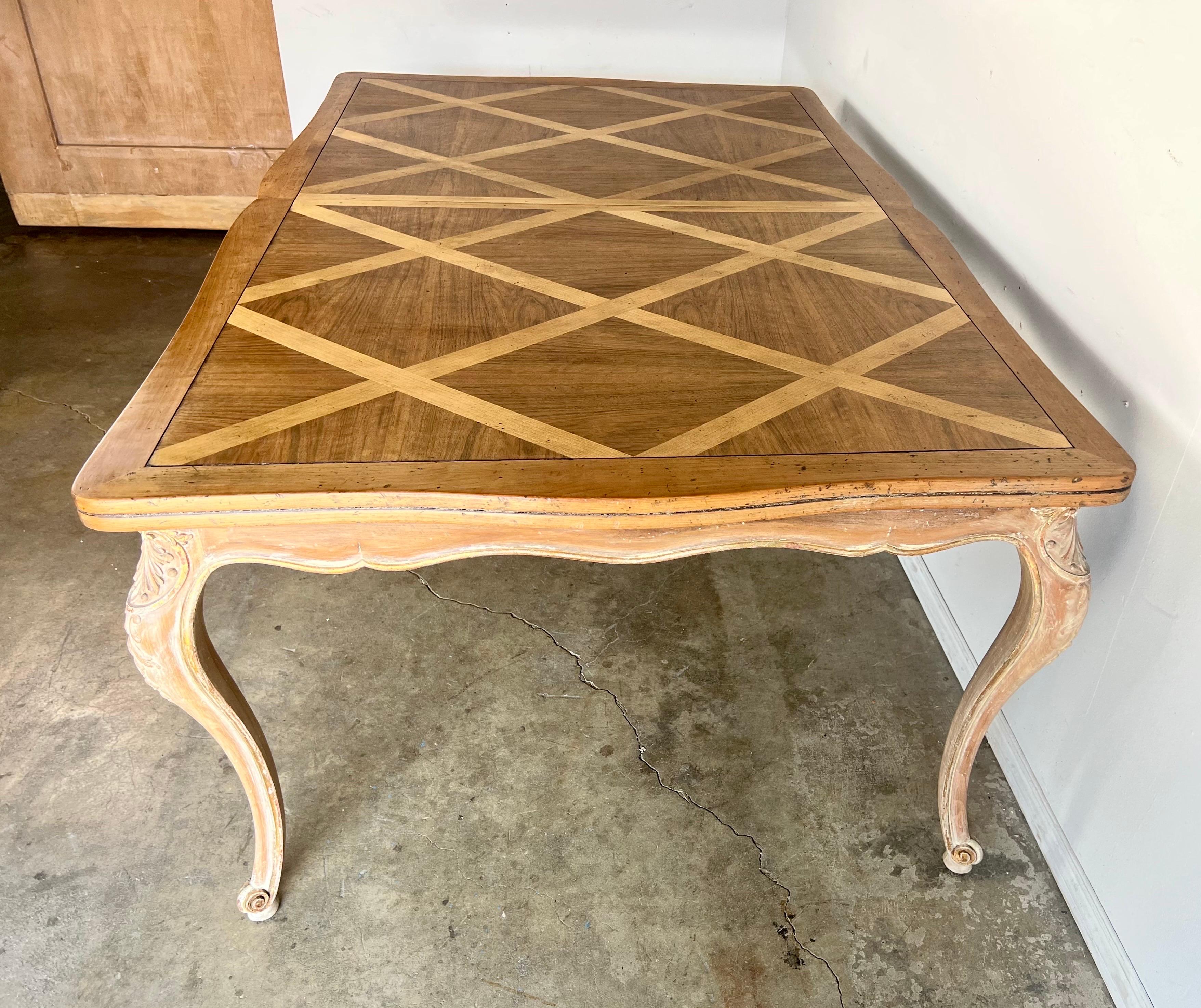 French Inlaid Dining Table w/ Two Leaves 8