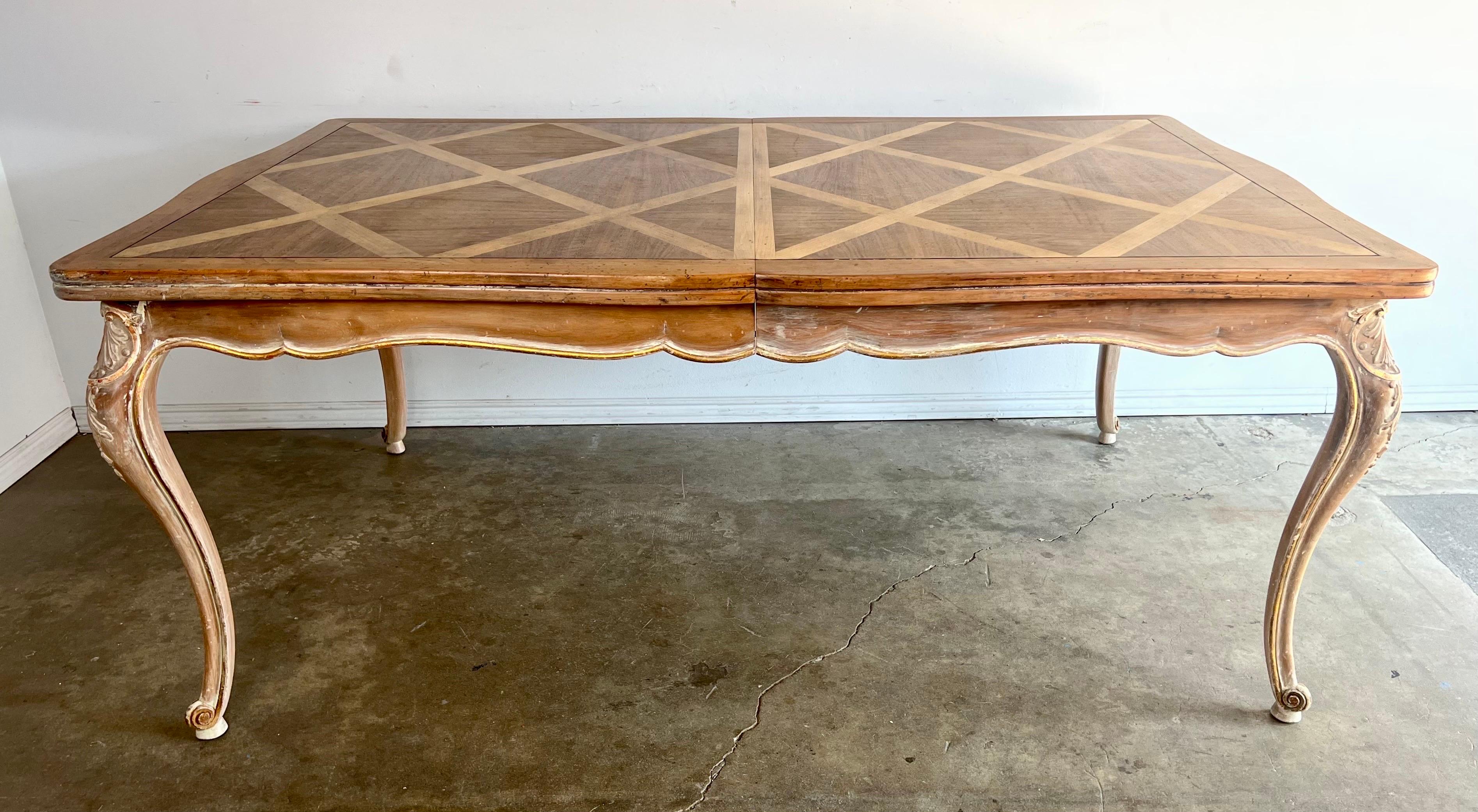 French Inlaid Dining Table w/ Two Leaves 12