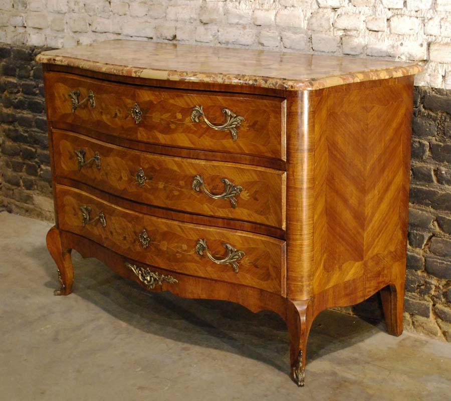 French Inlaid Dresser in Rosewood with Sarrancolin Marble Top 1