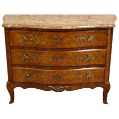 French Inlaid Dresser in Rosewood with Sarrancolin Marble Top