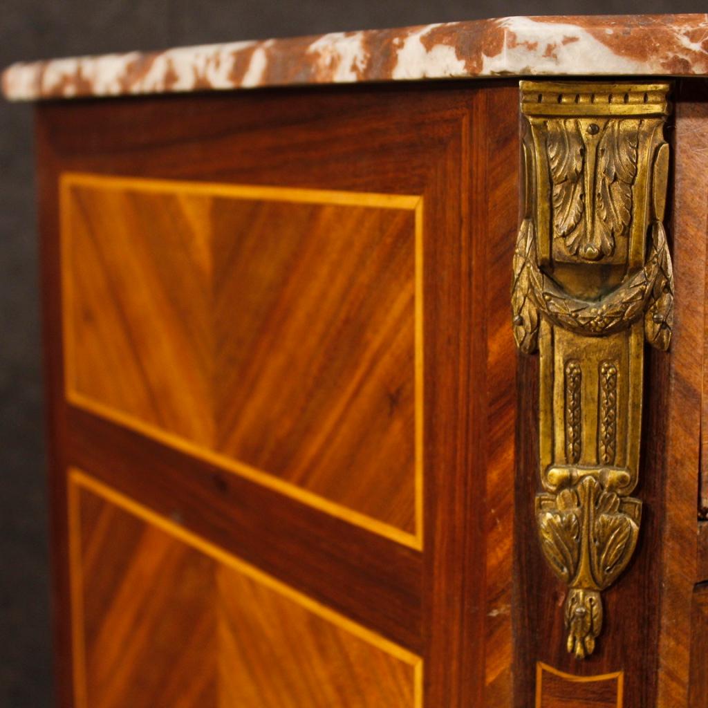 Mid-20th Century French Inlaid Dresser with Marble Top from 20th Century