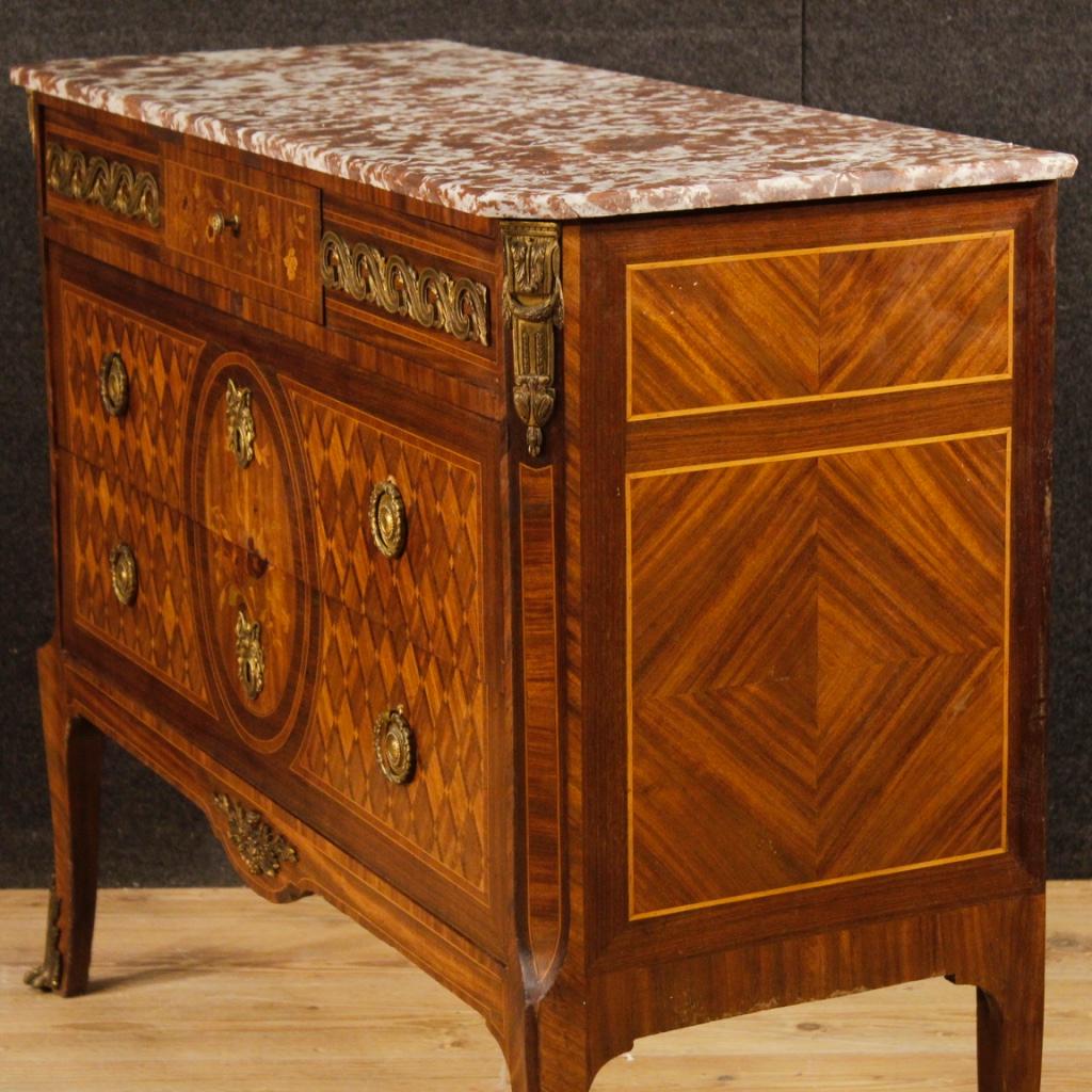 French Inlaid Dresser with Marble Top from 20th Century 2