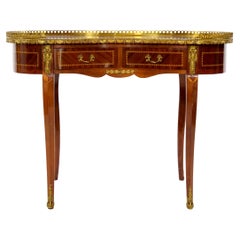 French Inlaid / Gallery Top Kidney Shaped  Writing Desk / Table