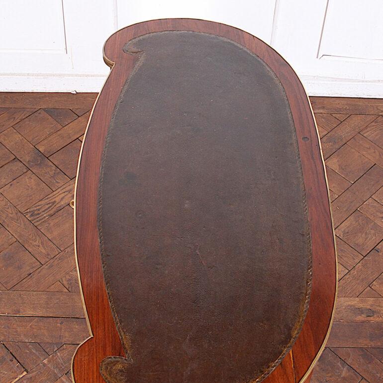 Marquetry French Inlaid Kidney Shaped Desk C.1910