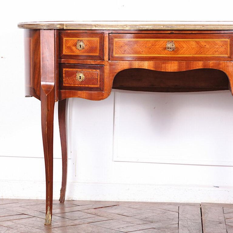 French Inlaid Kidney Shaped Desk C.1910 at 1stDibs