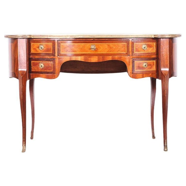 French Inlaid Kidney Shaped Desk C.1910 at 1stDibs