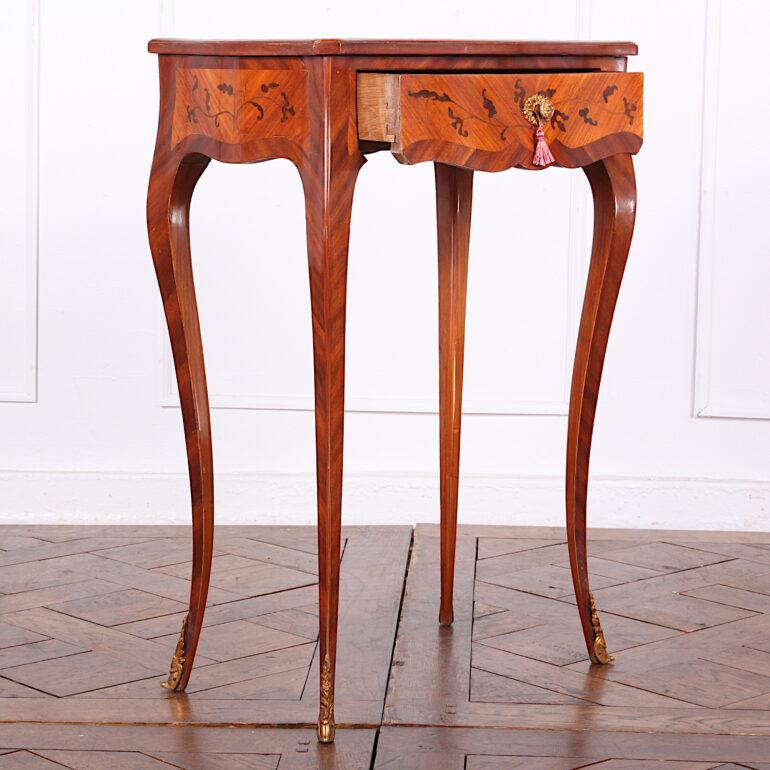 French Inlaid Kingwood Louis XV Side Table with Drawer 2