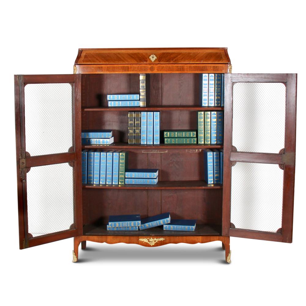 French Inlaid Kingwood Transitional Bookcase 1