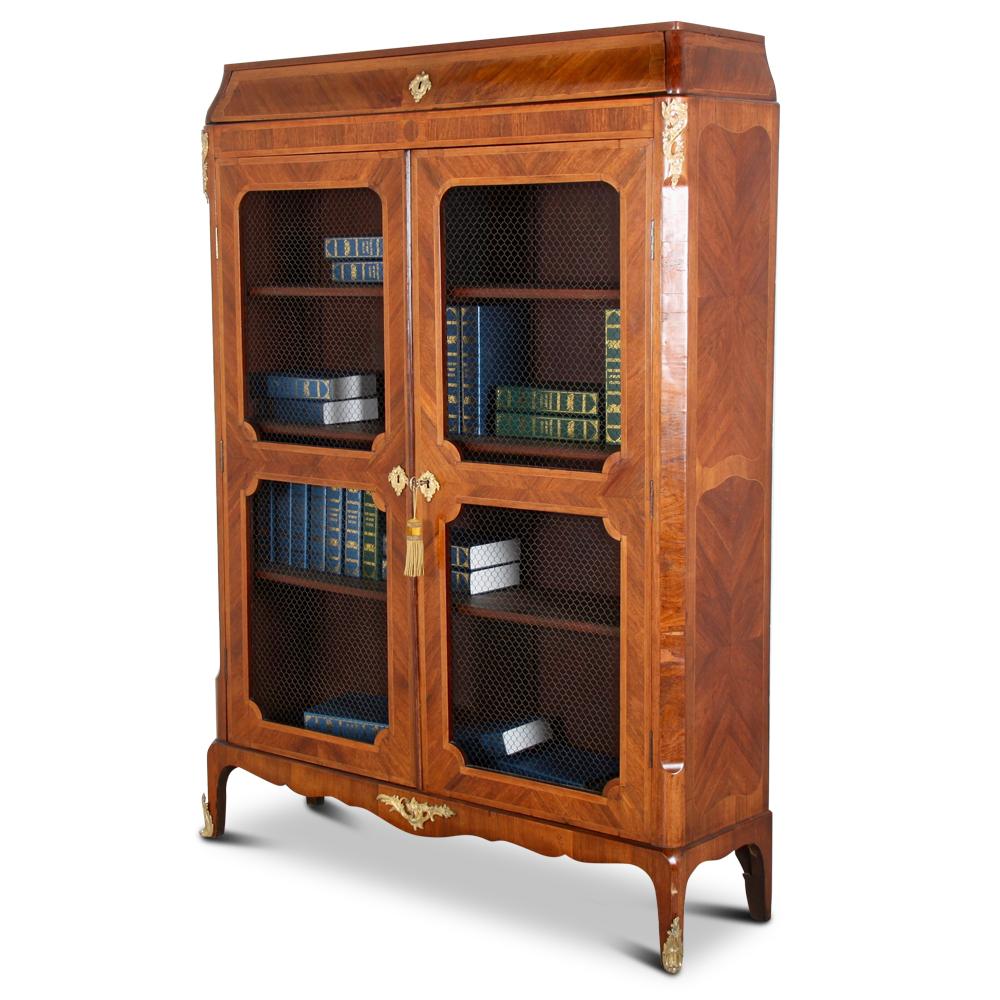 French Inlaid Kingwood Transitional Bookcase 2