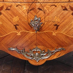 French Inlaid Louis XV Bombe Commode
