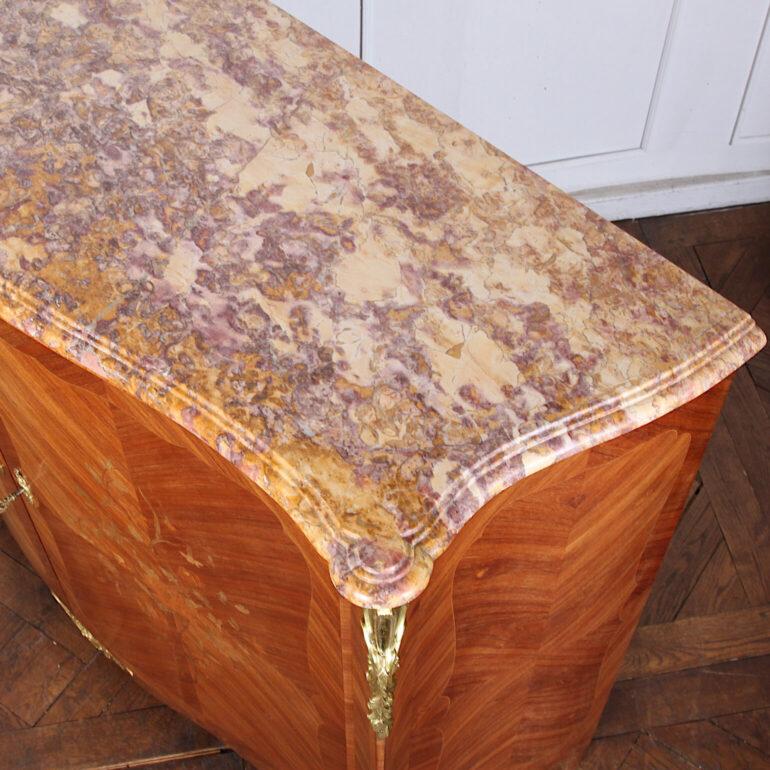 French Inlaid Louis XV Style Marble Top Cabinet  2