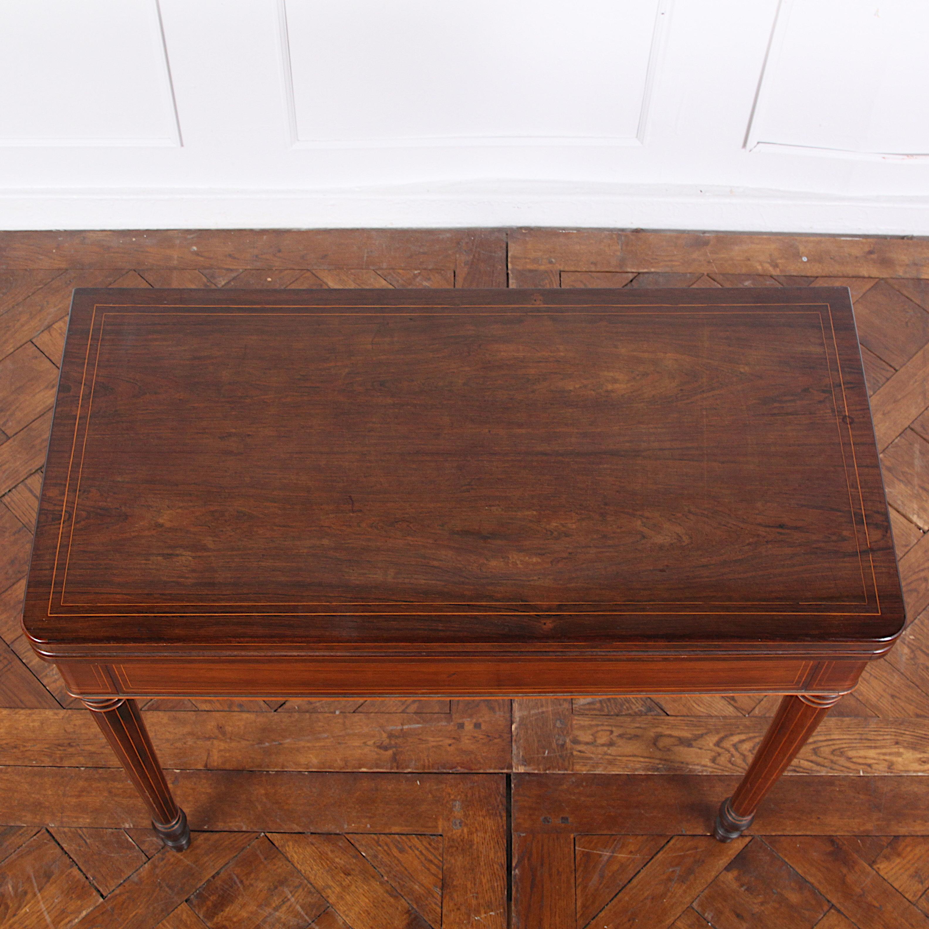 Mahogany French Inlaid Louis XVI Rosewood Games Table