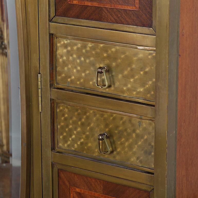 French Inlaid Mahogany and Brass Bound Fitted Cabinet In Good Condition In Vancouver, British Columbia