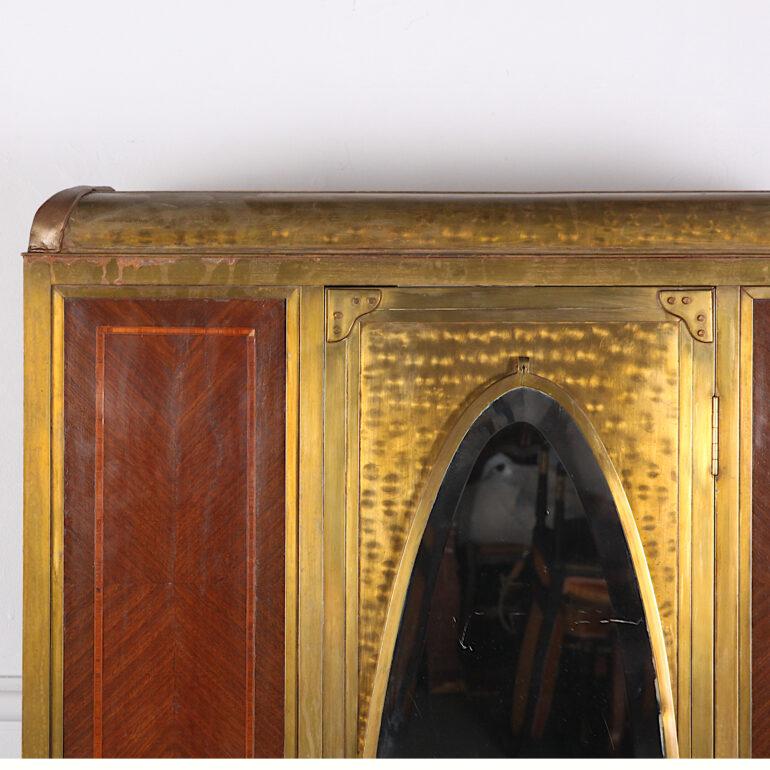 French Inlaid Mahogany and Brass Bound Fitted Cabinet 1