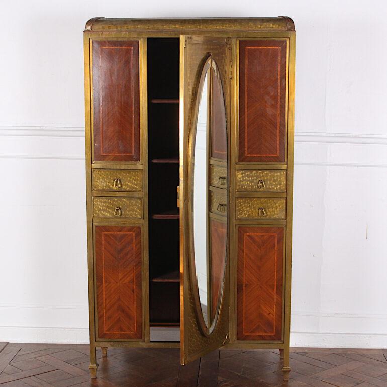 French Inlaid Mahogany and Brass Bound Fitted Cabinet 2