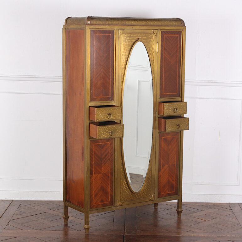 French Inlaid Mahogany and Brass Bound Fitted Cabinet 3