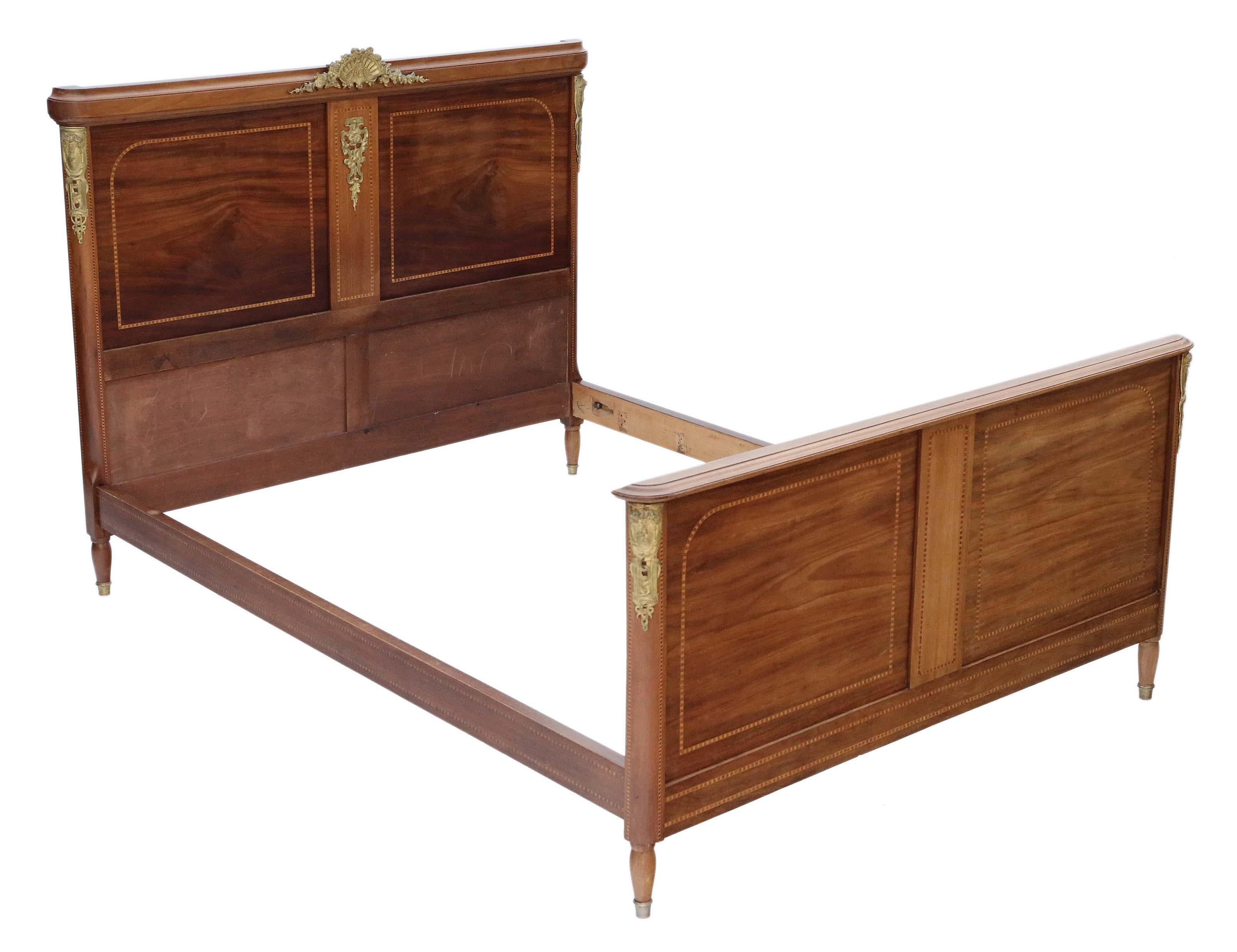 French Inlaid Mahogany Double Bed Surround 2