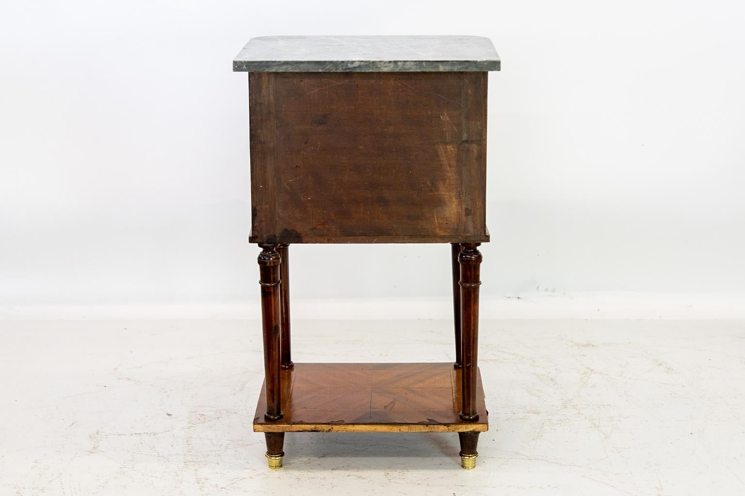 French Inlaid Marble-Top Nightstand For Sale 5