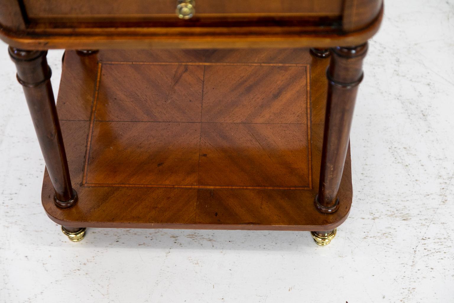 French Inlaid Marble-Top Nightstand For Sale 2