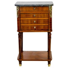 French Inlaid Marble-Top Nightstand