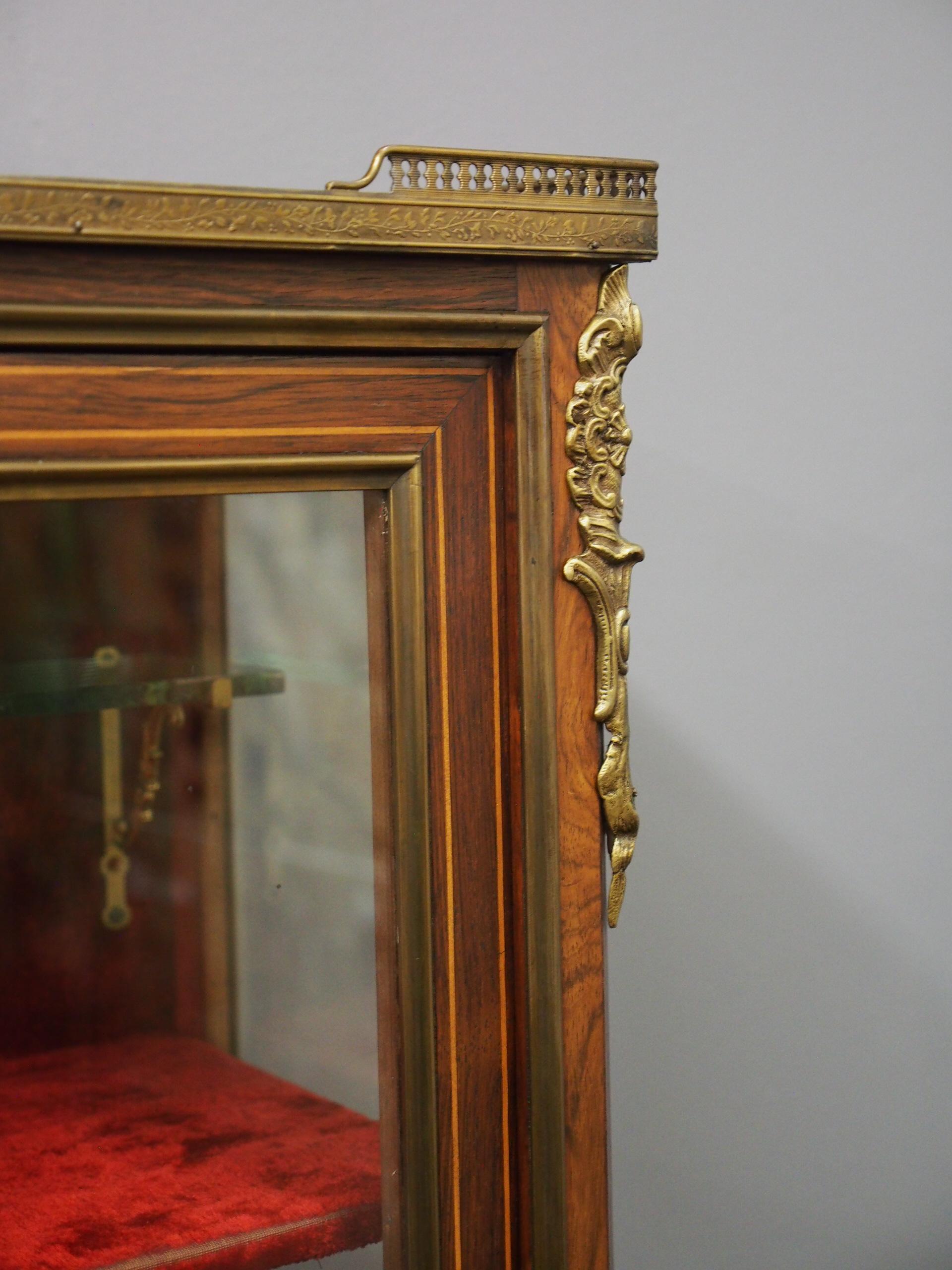 French Inlaid Marquetry Rosewood Display Cabinet 2