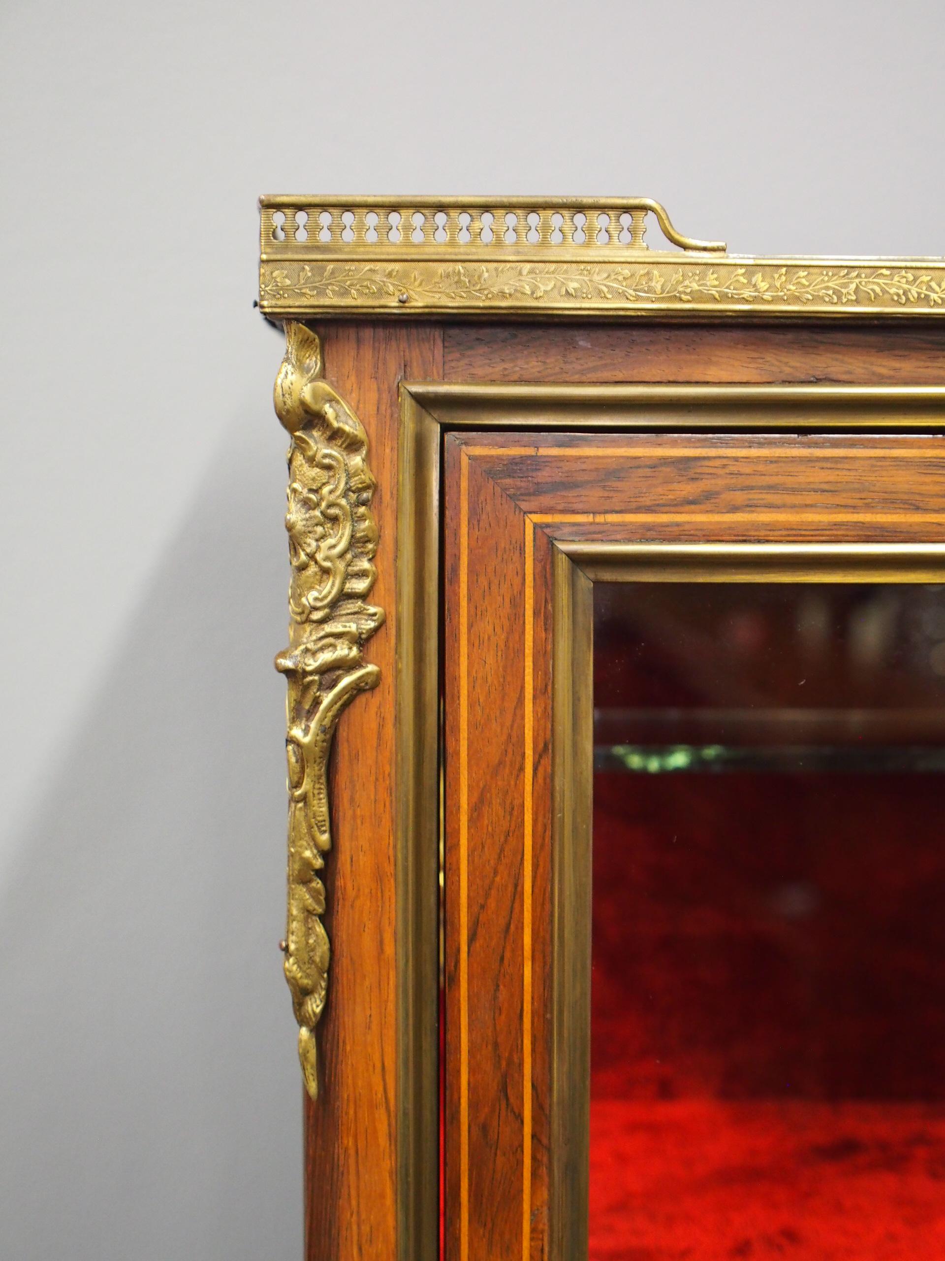 French Inlaid Marquetry Rosewood Display Cabinet 3