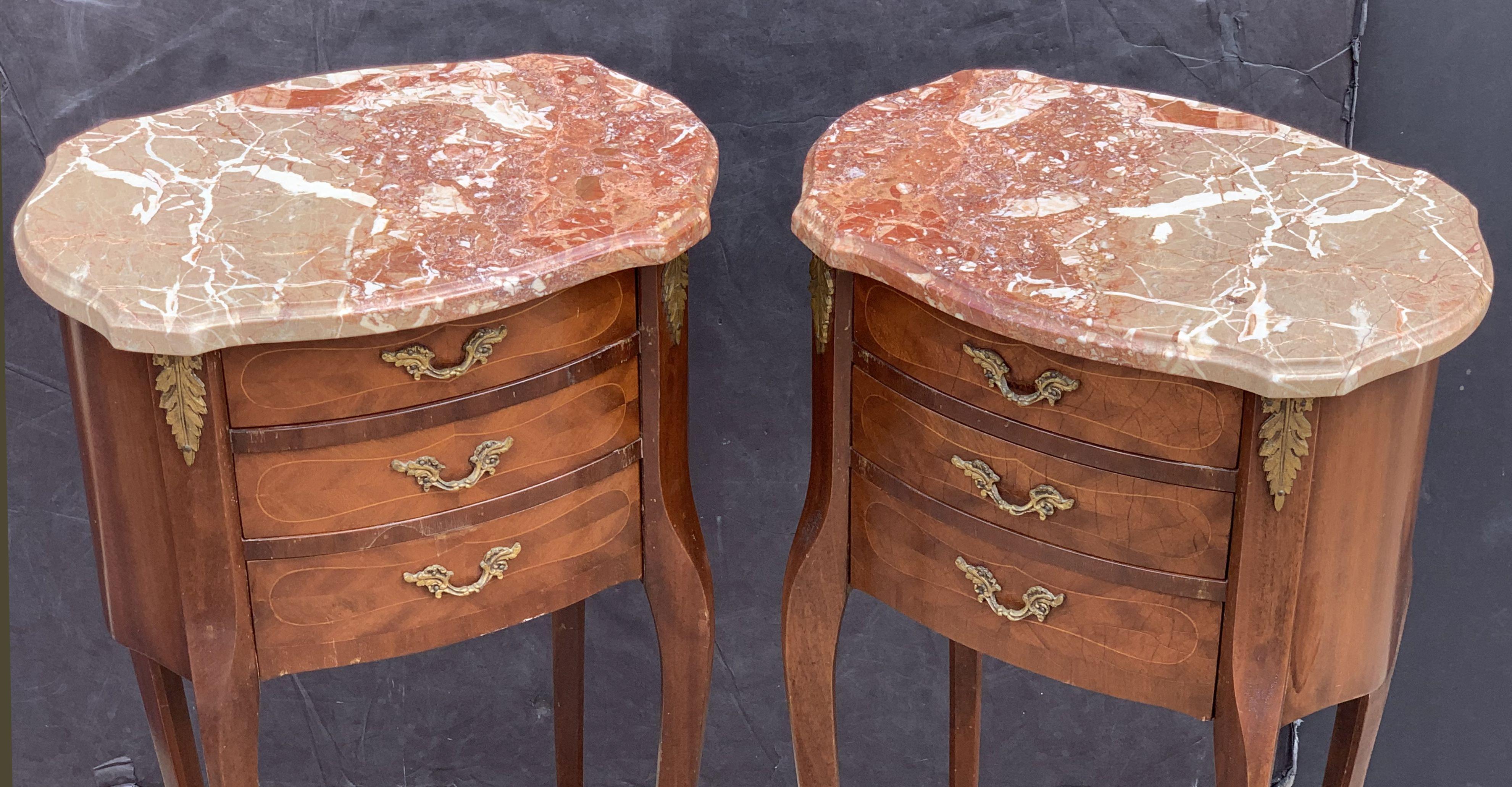 French Inlaid Nightstands or Bedside Tables, 'Individually Priced' For Sale 11