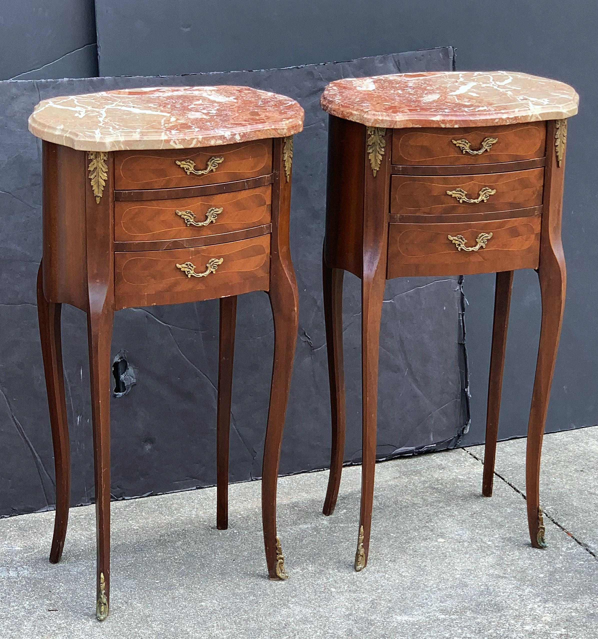 French Inlaid Nightstands or Bedside Tables, 'Individually Priced' For Sale 12
