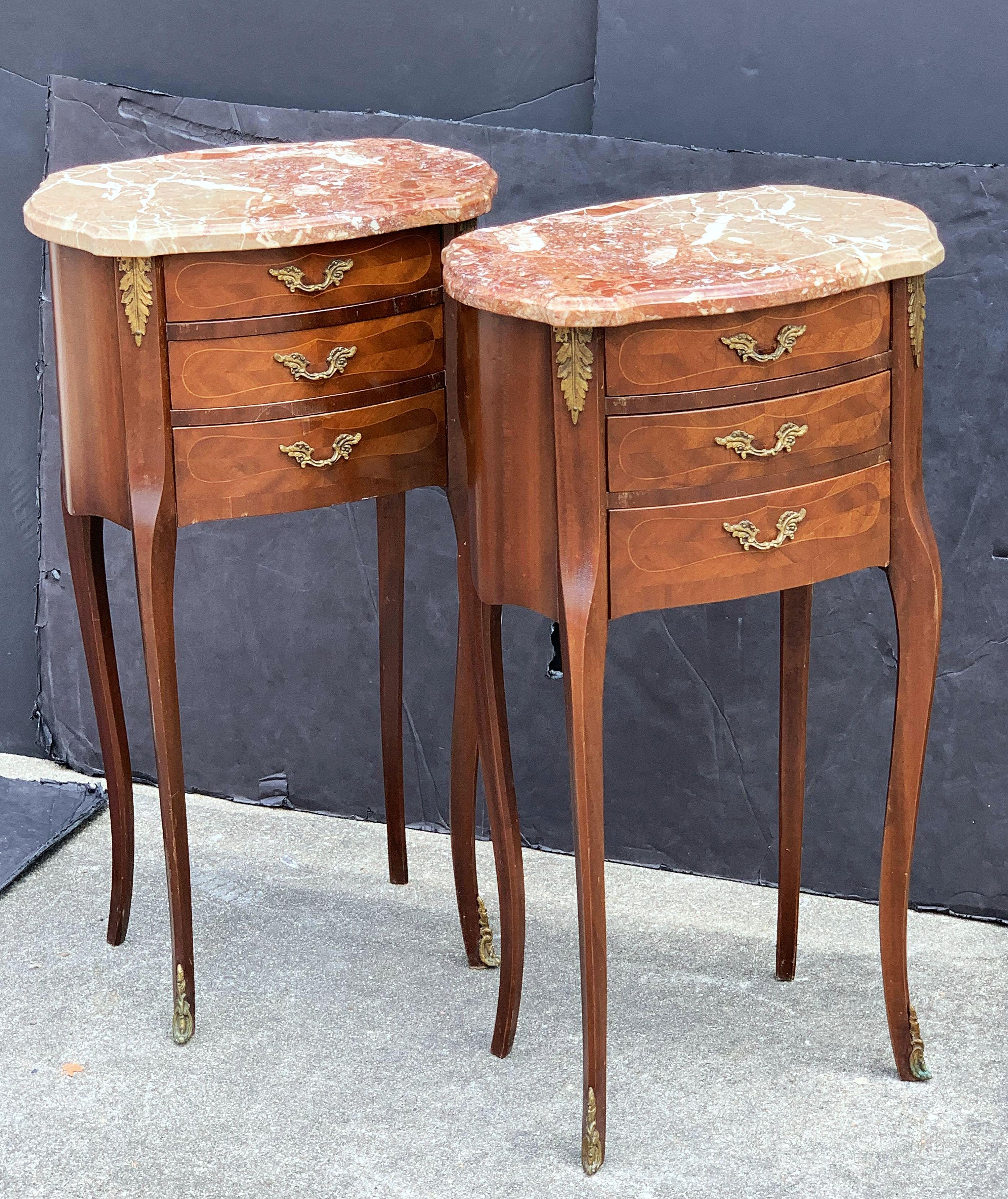 Inlay French Inlaid Nightstands or Bedside Tables, 'Individually Priced' For Sale