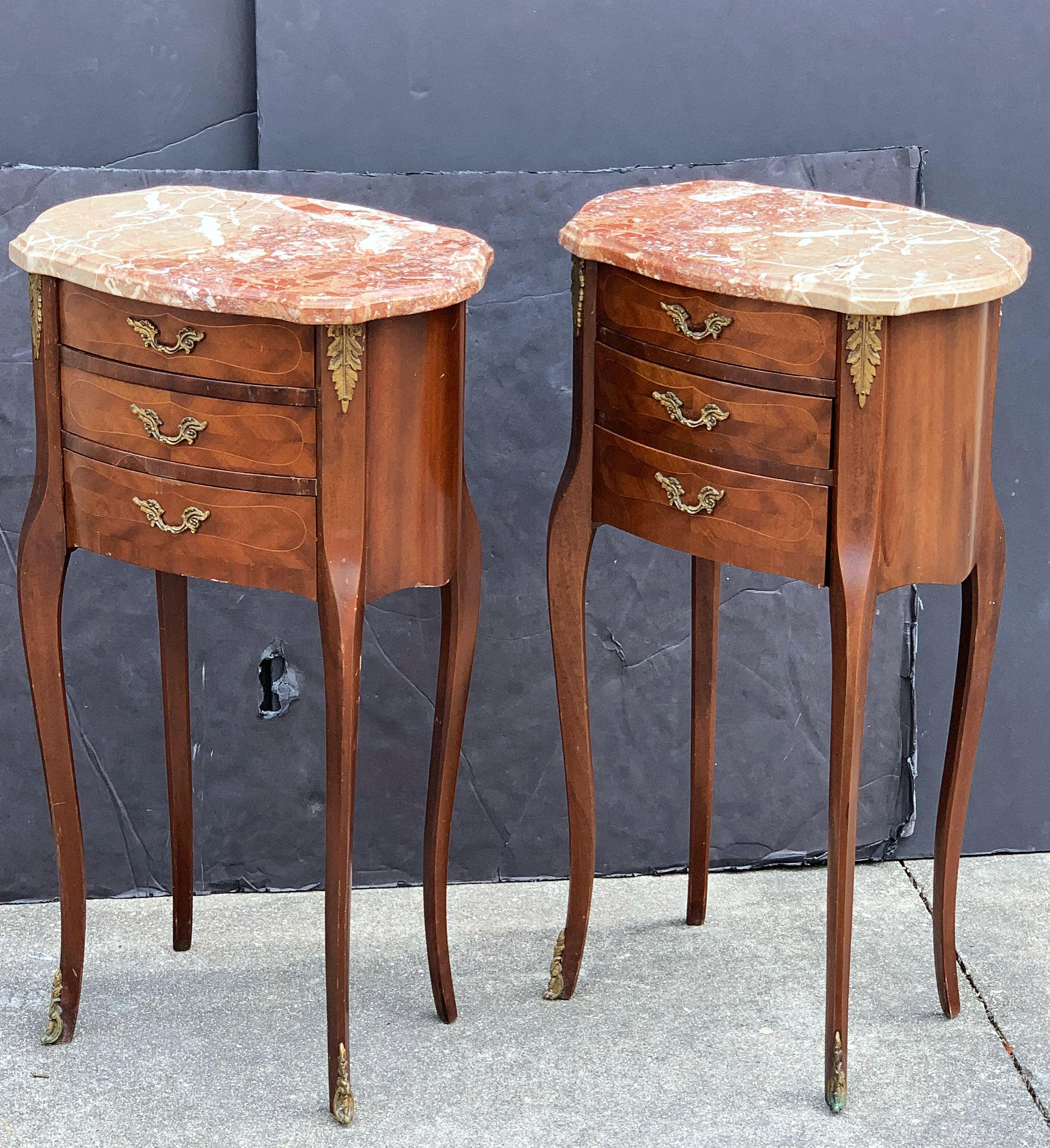 French Inlaid Nightstands or Bedside Tables, 'Individually Priced' For Sale 2
