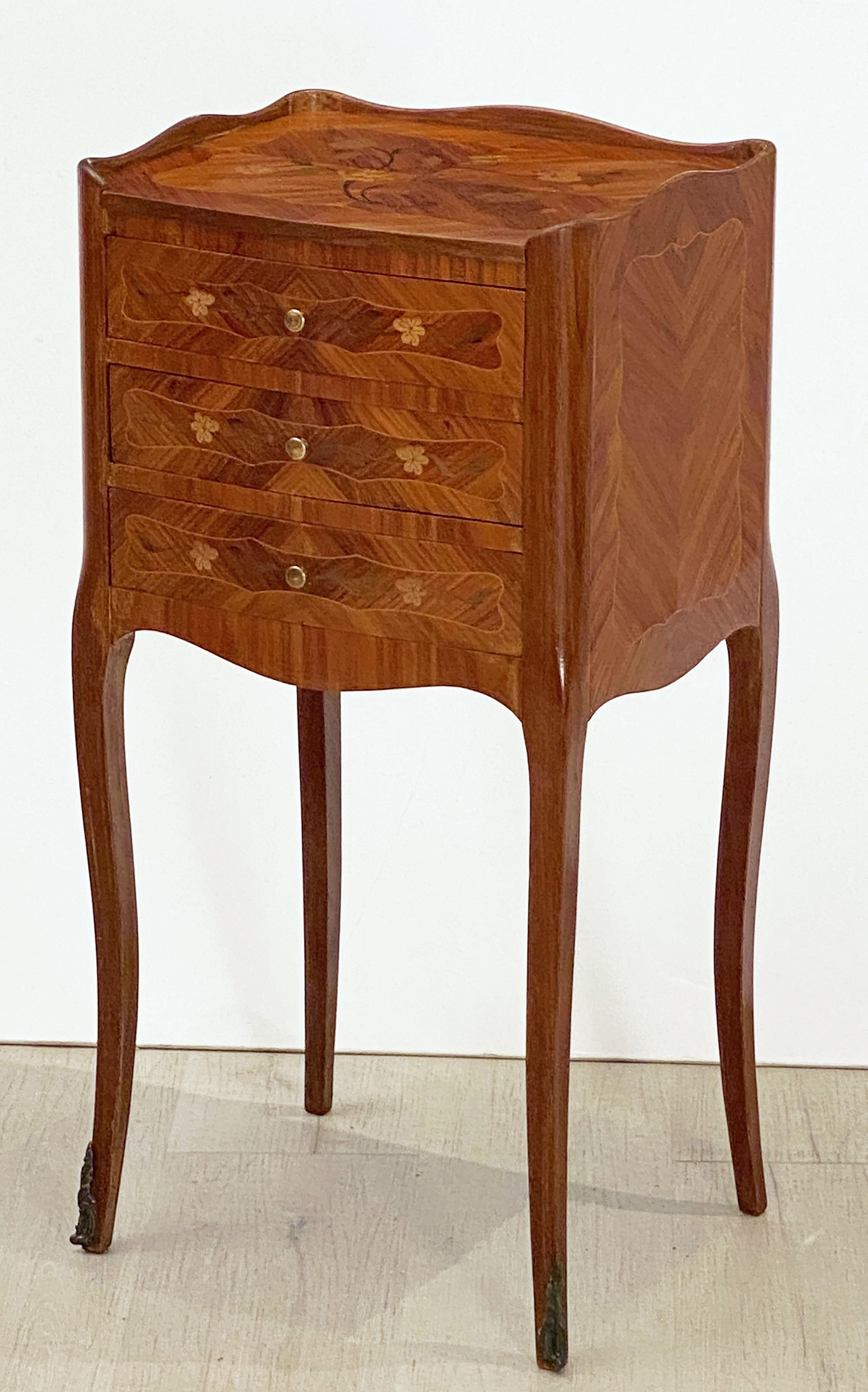 20th Century French Inlaid Nightstands or Bedside Tables 'Priced as a Pair'