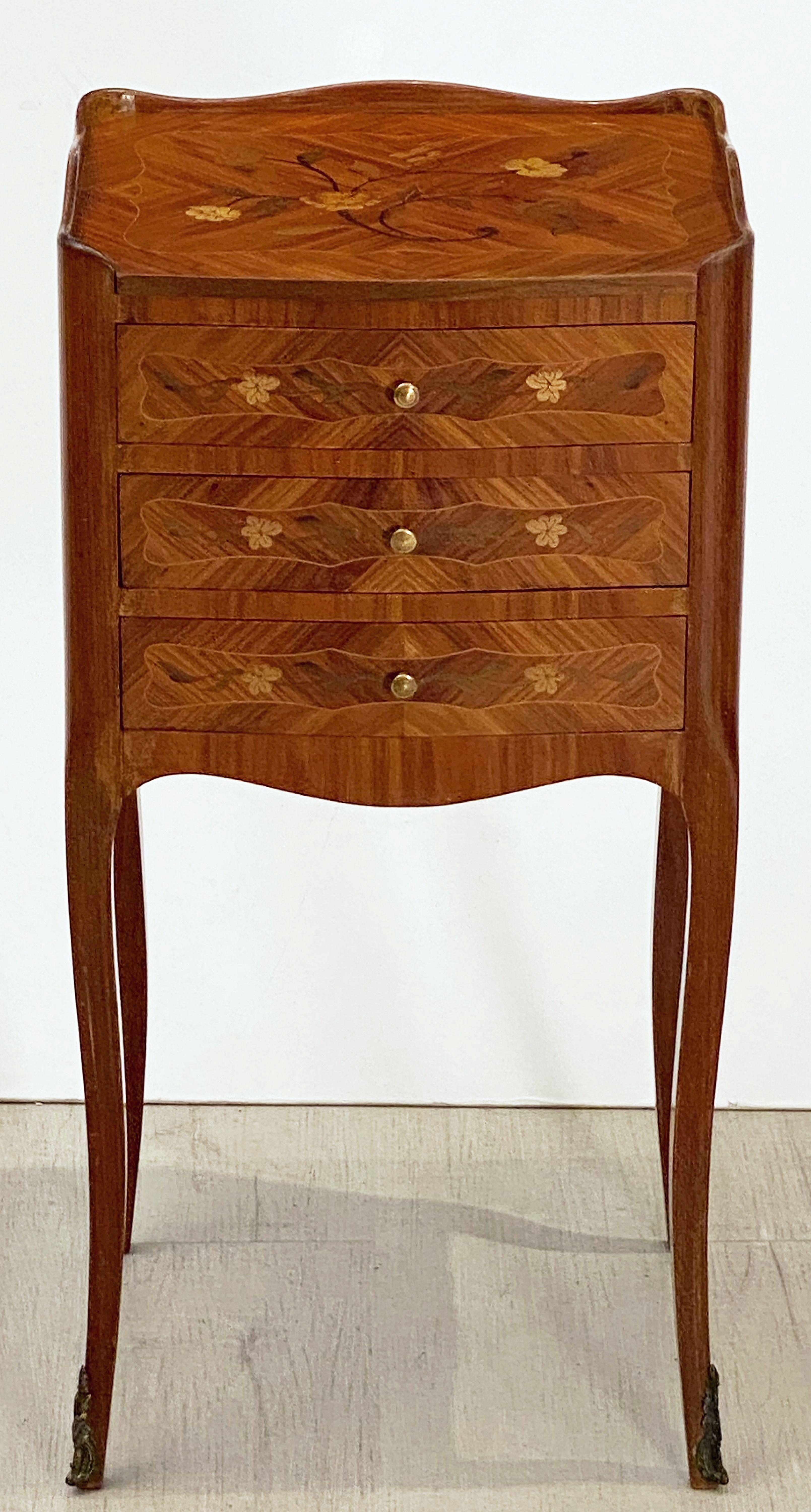 French Inlaid Nightstands or Bedside Tables 'Priced as a Pair' 1