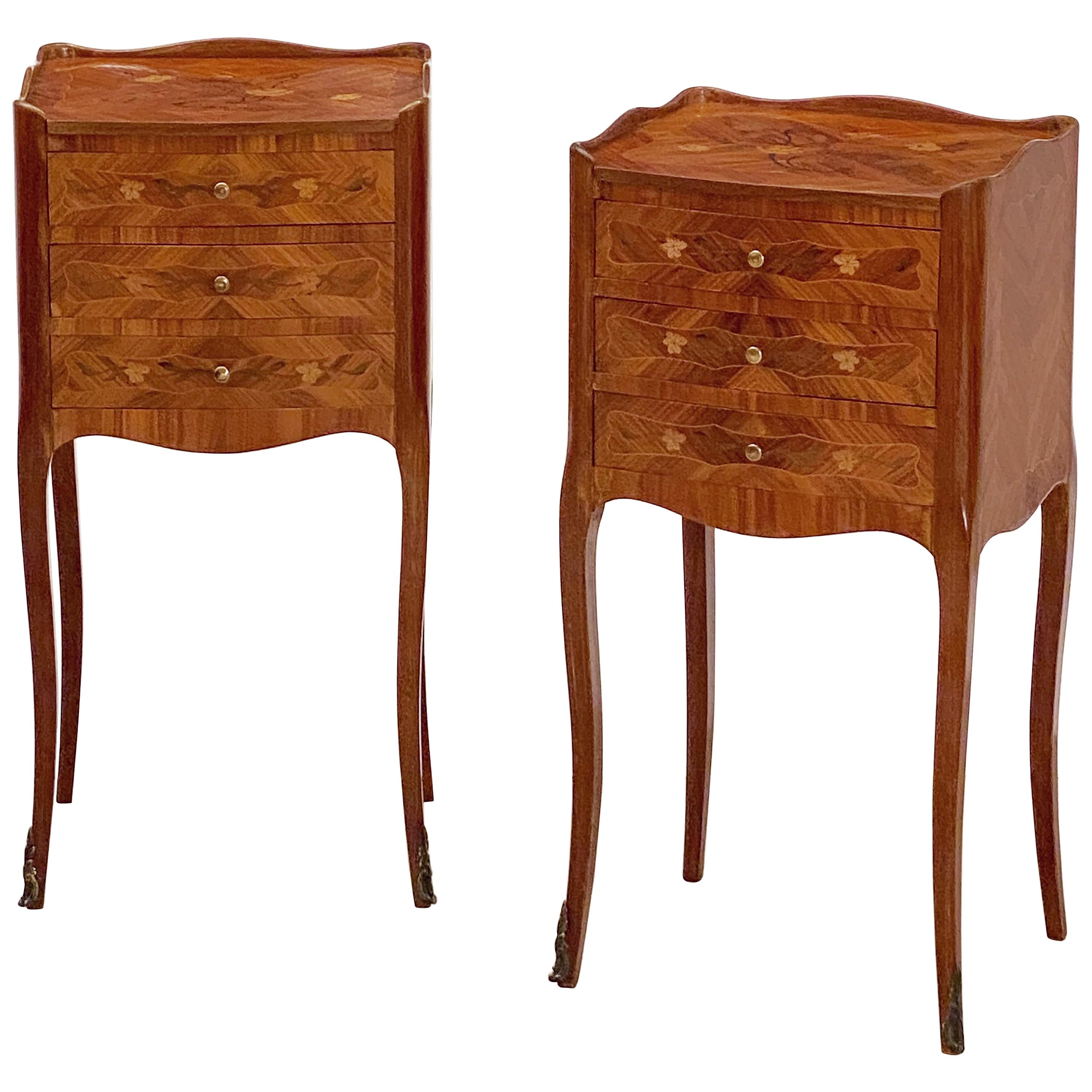 French Inlaid Nightstands or Bedside Tables 'Priced as a Pair'