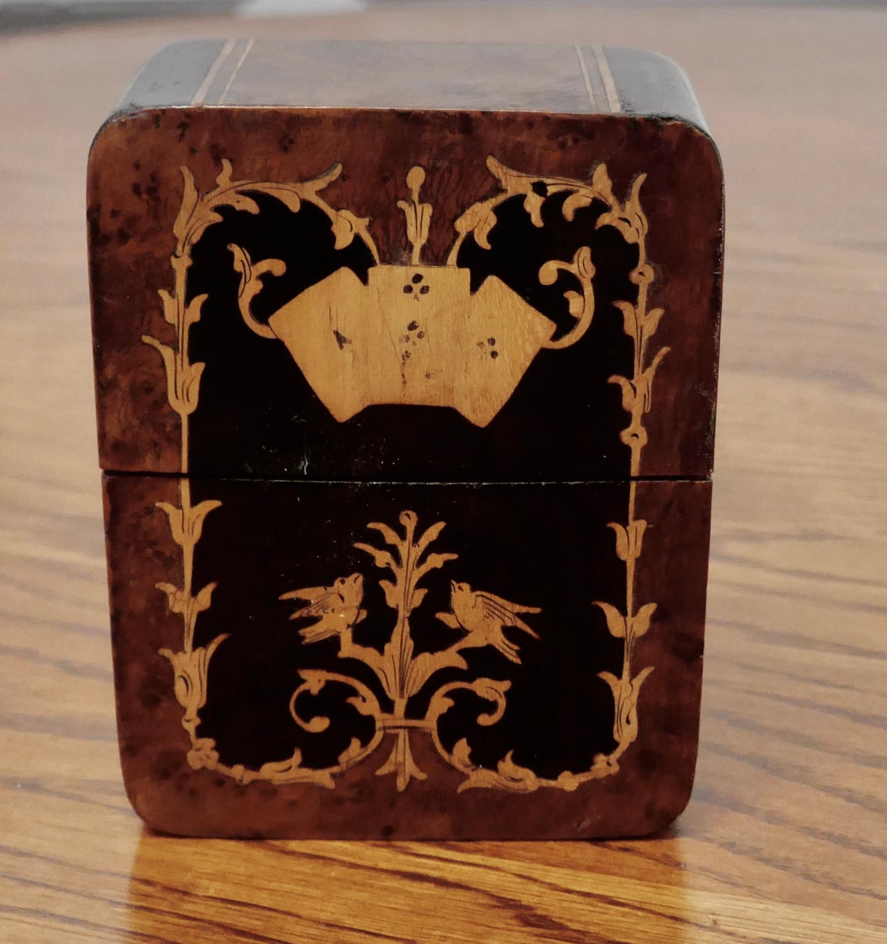 French Inlaid Playing Card Box with 2 Packs of Cards 1